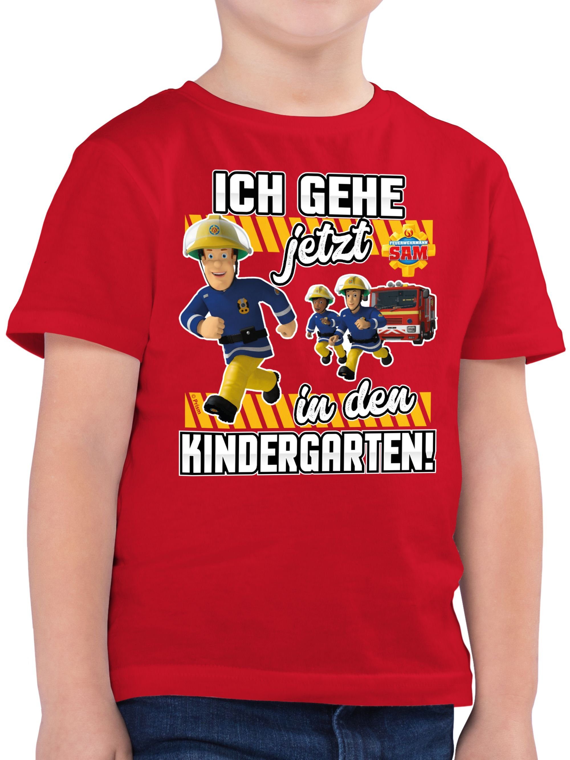 Shirtracer T-Shirt Ich gehe jetzt in den Kindergarten! Feuerwehrmann Sam Jungen 03 Rot