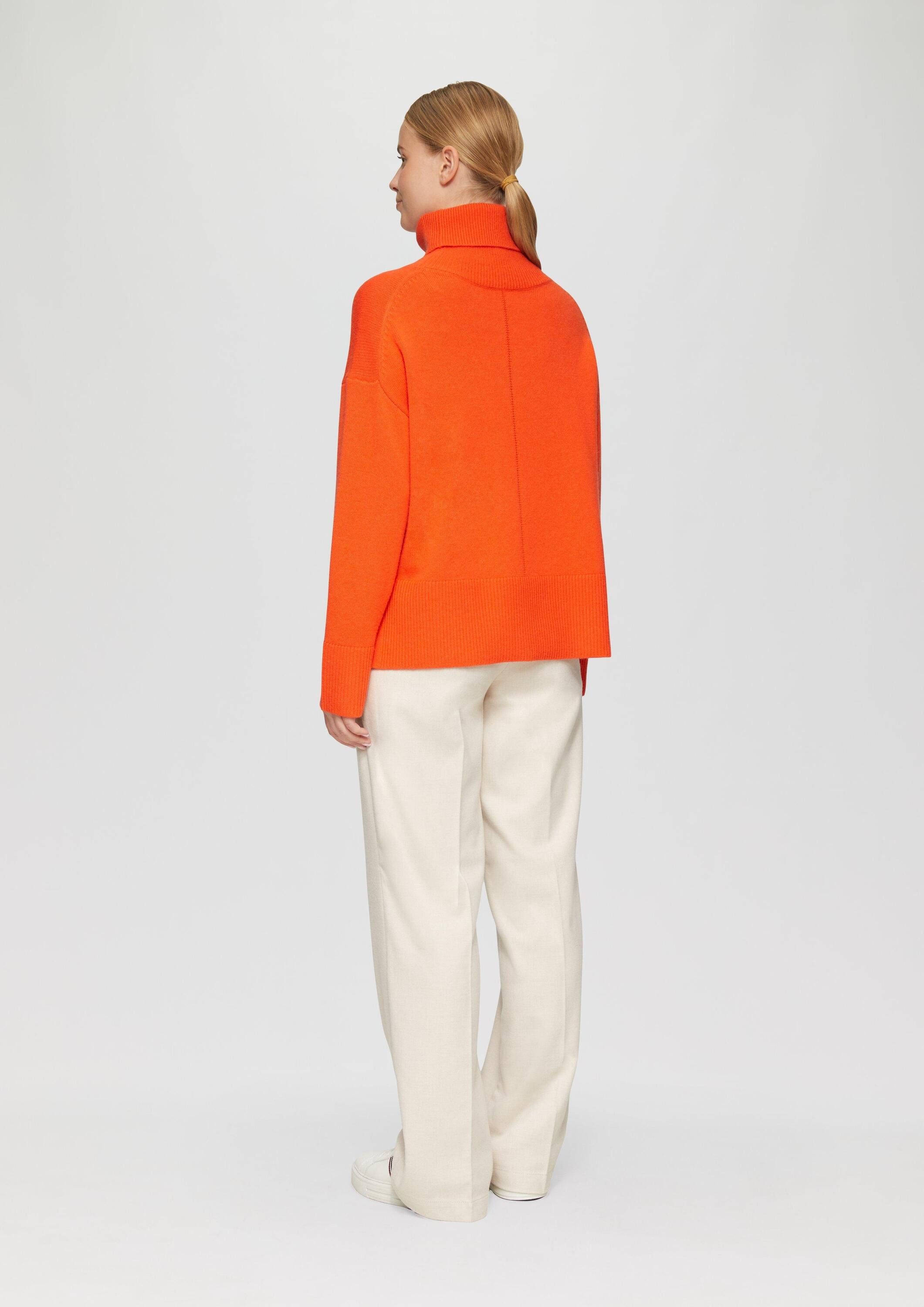 s.Oliver Longpullover Strickpullover Lockerer Rollkragenpullover aus Kaschmirmix