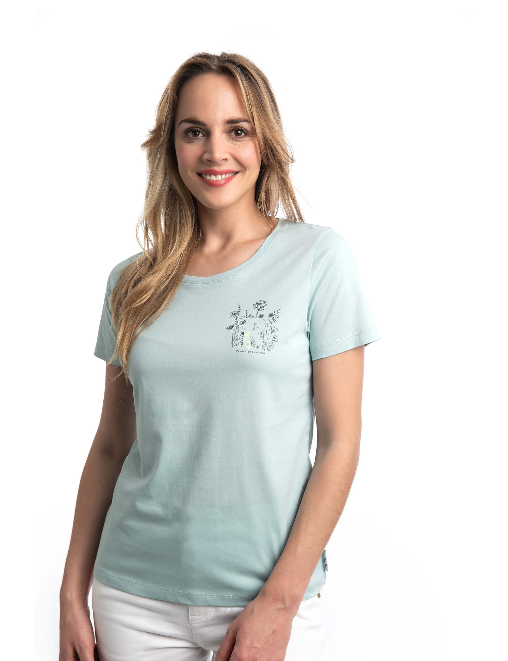 ROADSIGN australia T-Shirt Flowers (1-tlg) mit Rundhalsausschnitt &  Aufdruck, 100 % Bio-Baumwolle