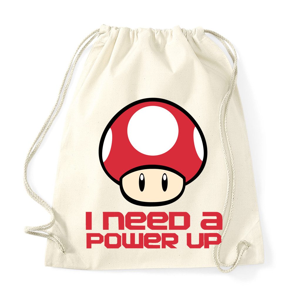 Blondie & Brownie Turnbeutel PilzPowerUp Turnbeutel Gaming Pilz Motiv Print Freizeit (Einzelstück, Einzelartikel), PilzPowerUp_Beutel Retro Gaming Turnbeutel
