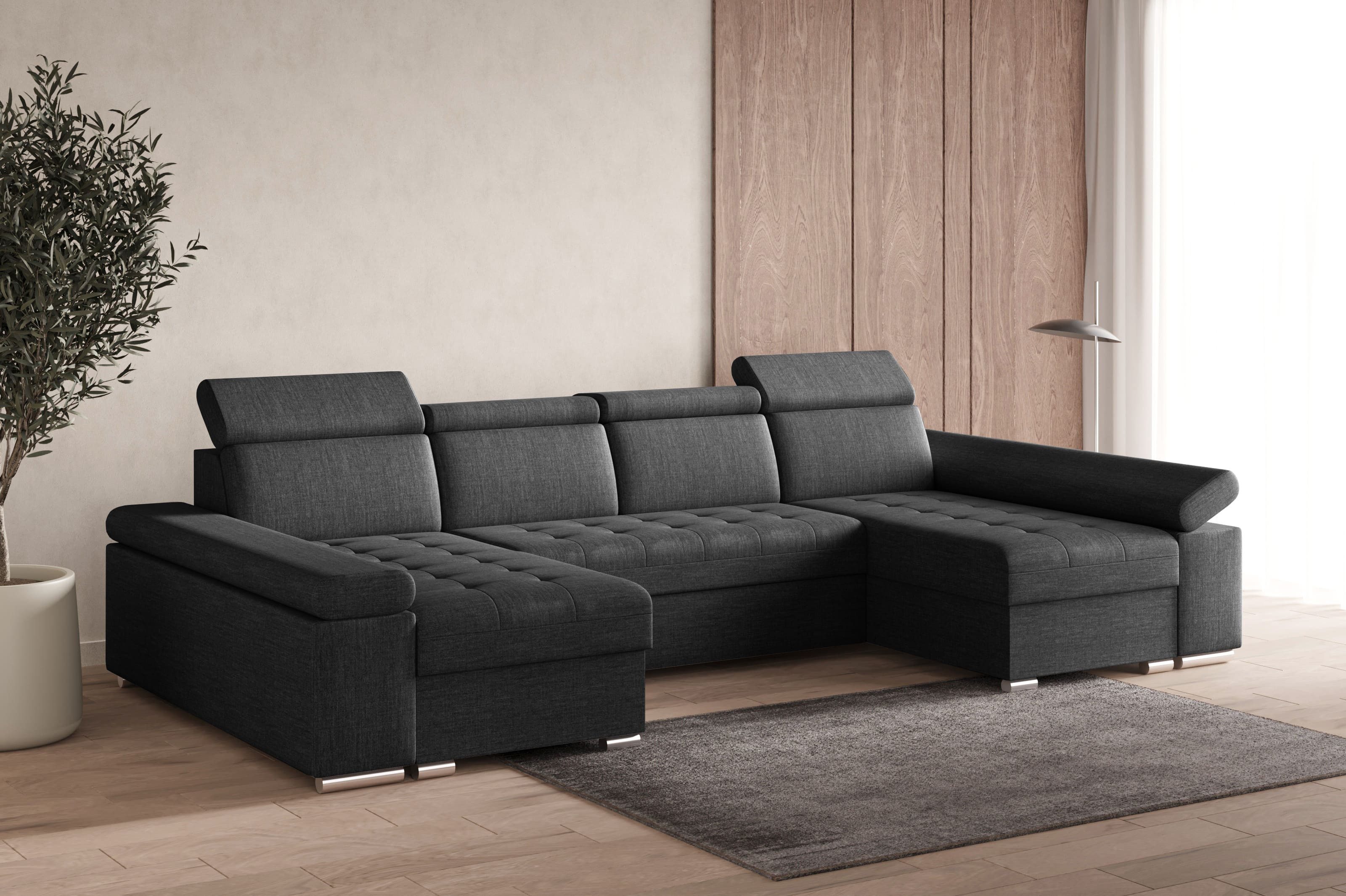 MOEBLO Wohnlandschaft LUKA U, Couch für Wohnzimmer Schlafsofa Sofa verstell günstig online kaufen