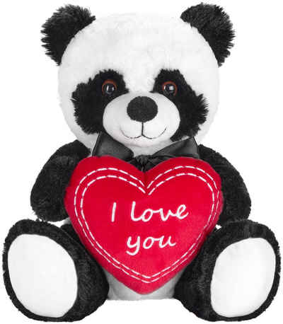 BRUBAKER Kuscheltier »Panda Teddy Plüschbär mit Herz Rot - I Love You« (1-St., Geschenk-Set), 25 cm - Pandabär Kuscheltier - kleiner Teddybär Plüschteddy Schmusetier - Stofftier Schwarz Weiß