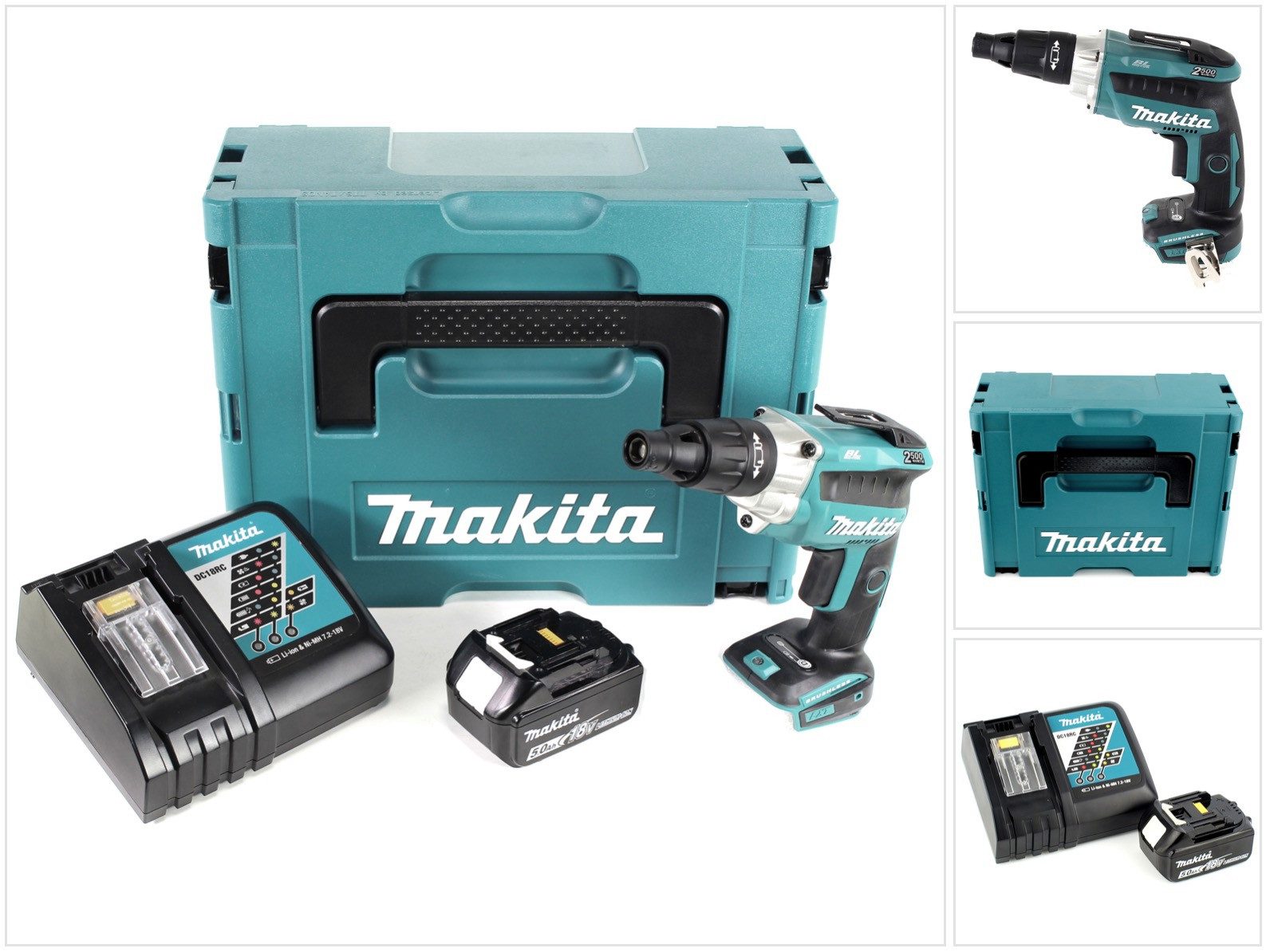 Makita Akku-Trockenbauschrauber DFS 251 RT1J 18 V Li-Ion Trockenbauschrauber Brushless im Makpac