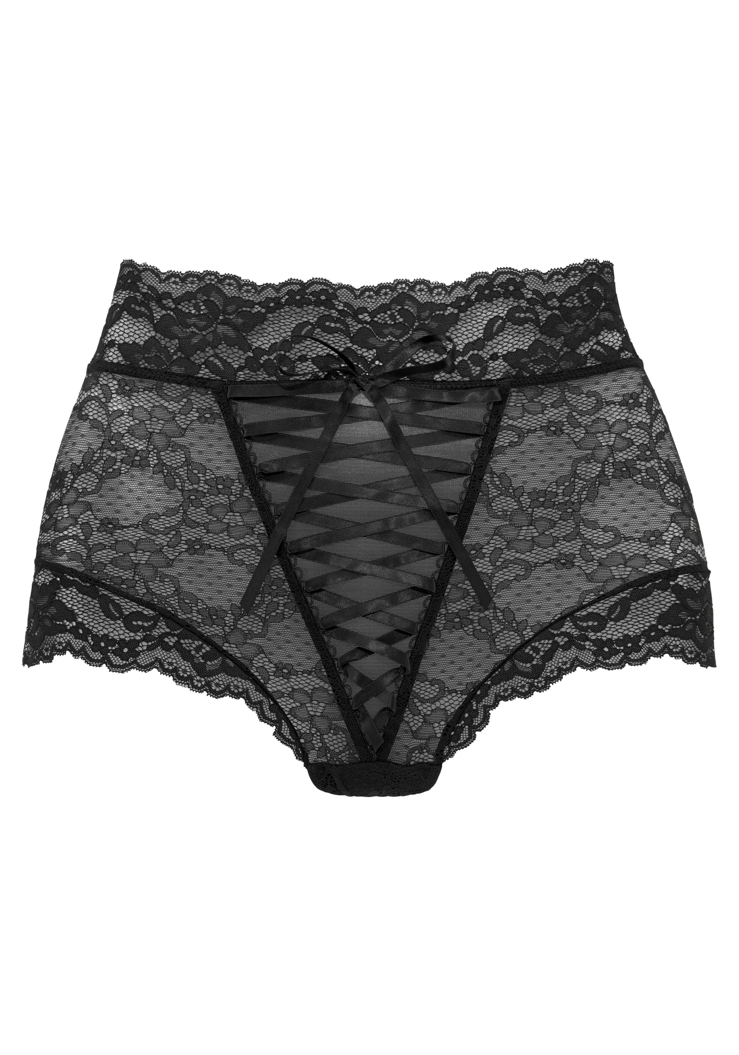 petite fleur gold High-Waist-Slip-Ouvert mit extravaganter Schnürung, Reizwäsche, sexy Dessous