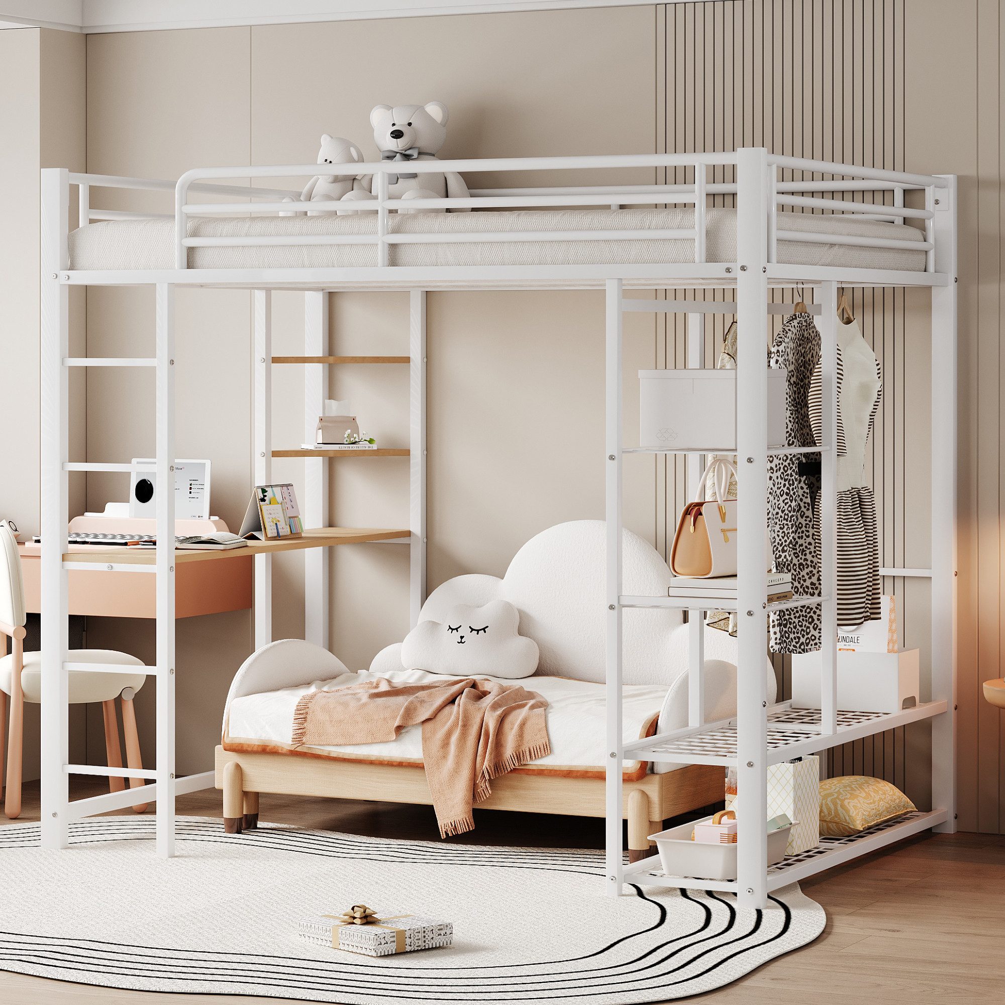 Flieks Hochbett Kinderbett Metallbett 140x200cm mit günstig online kaufen
