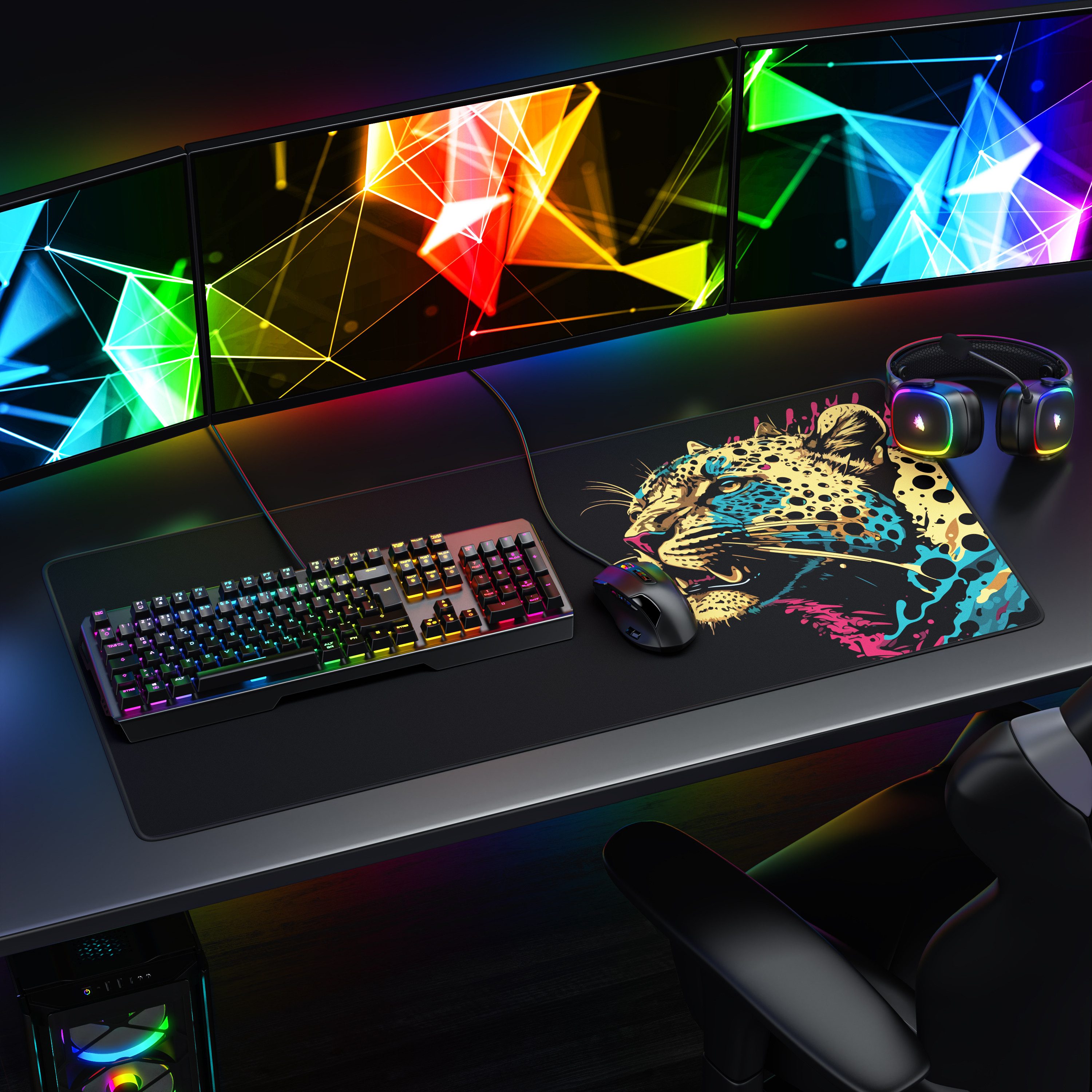 Titanwolf Gaming Mauspad XXL Speed Mousepad 900 x 400 x 3 mm, Schreibtischauflage, abwaschbar, rutschfeste Rückseite, Geschwindigkeit & Präzision, Colour Panther