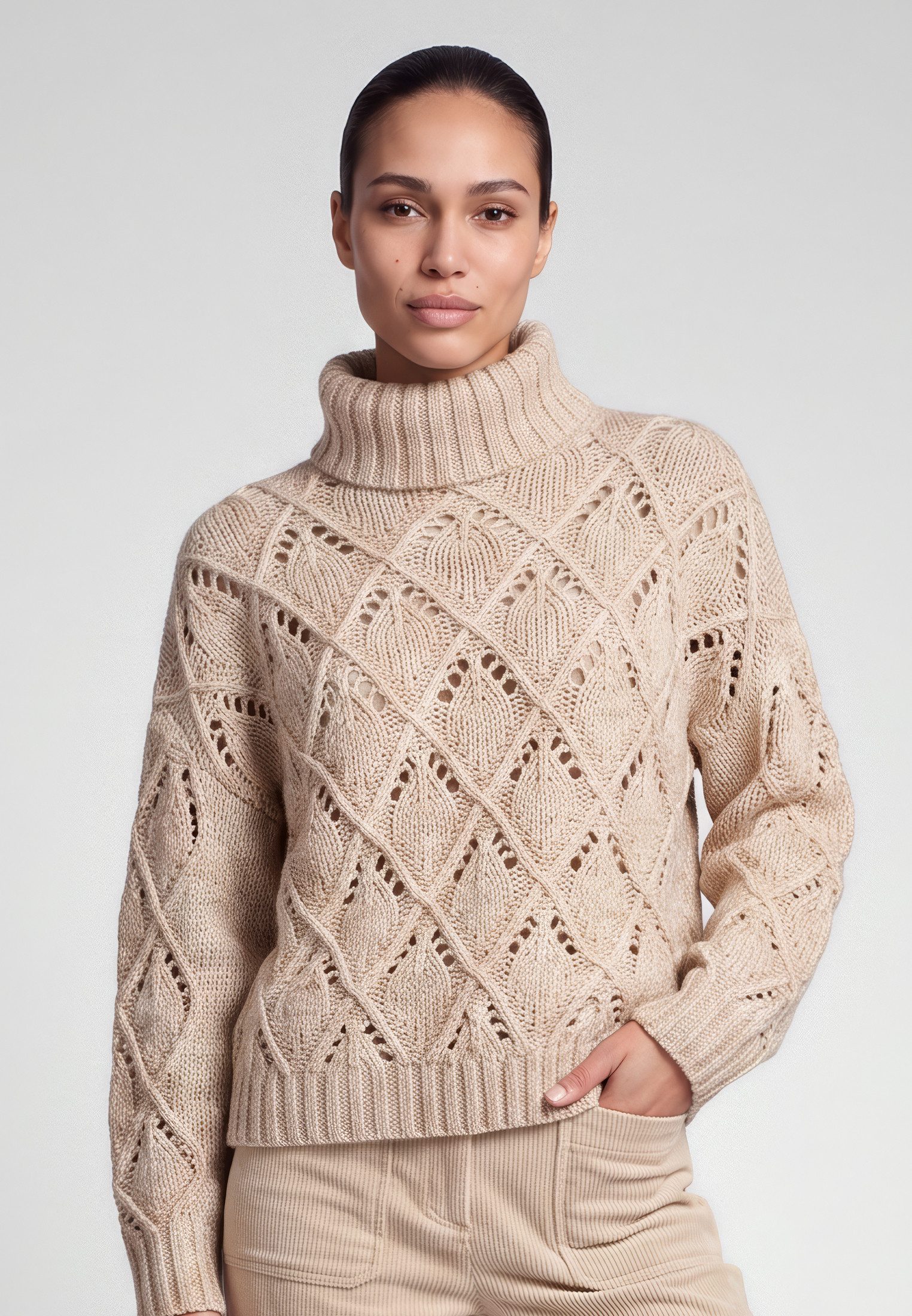 MARC AUREL Strickpullover aus grobem Netzmuster