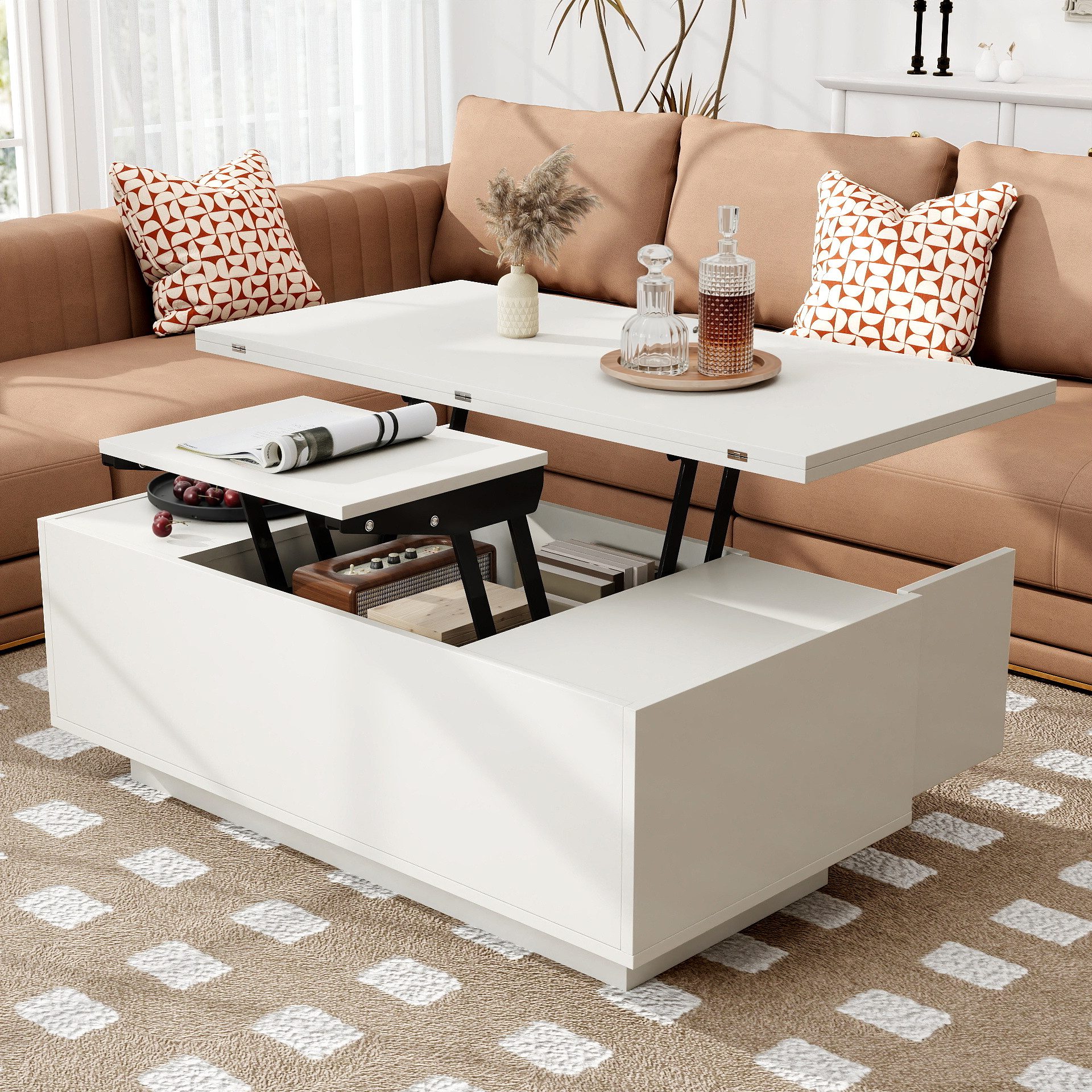 STILVORA Couchtisch höhenverstellbar Wohnzimmertsich Sofatisch mit versteck günstig online kaufen