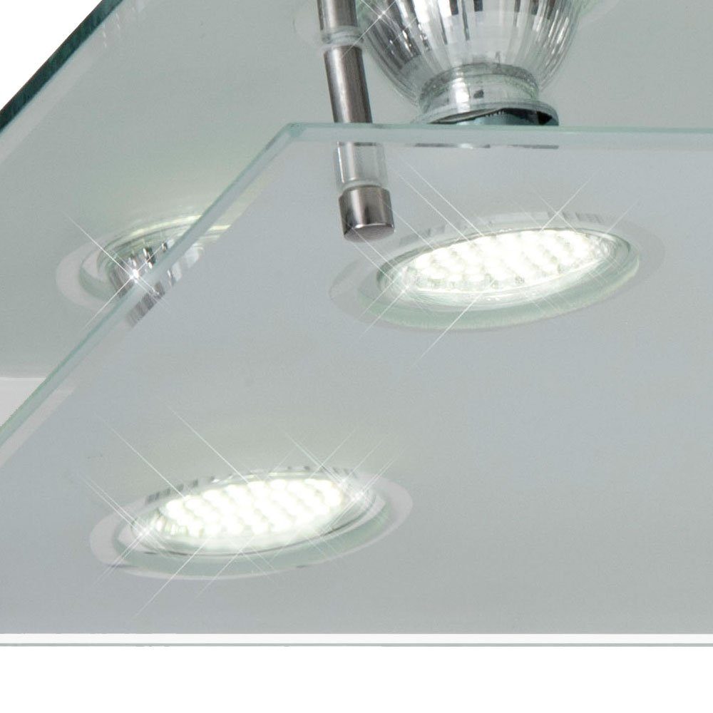 etc-shop LED Design Warmweiß, satiniert Leuchte Glas Deckenleuchte fest Chrom weiß LED LED-Leuchtmittel verbaut, Watt 12 Deckenleuchte