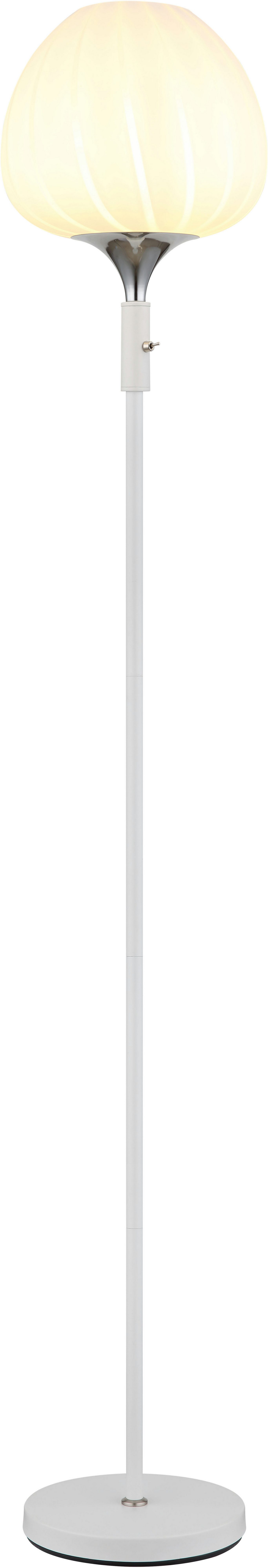 GLOBO LIGHTING Stehlampe MAXY, ohne Leuchtmittel, Stehleuchte/Glas opal/Glas Dekorillen/weiß/Wohnzimmer/Schlafzimmer