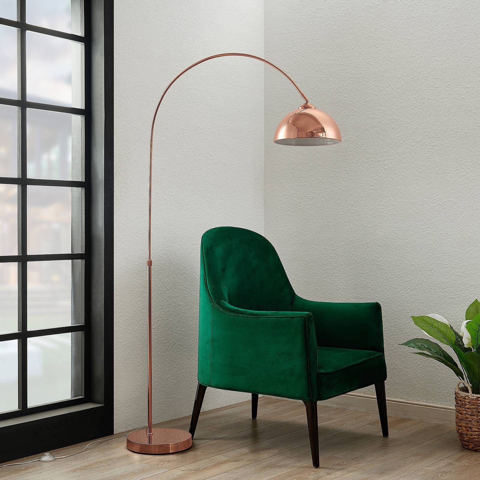 Lindby Bogenlampe Lennart, Metall, Kupfer IP20, 1 x 15 W LED