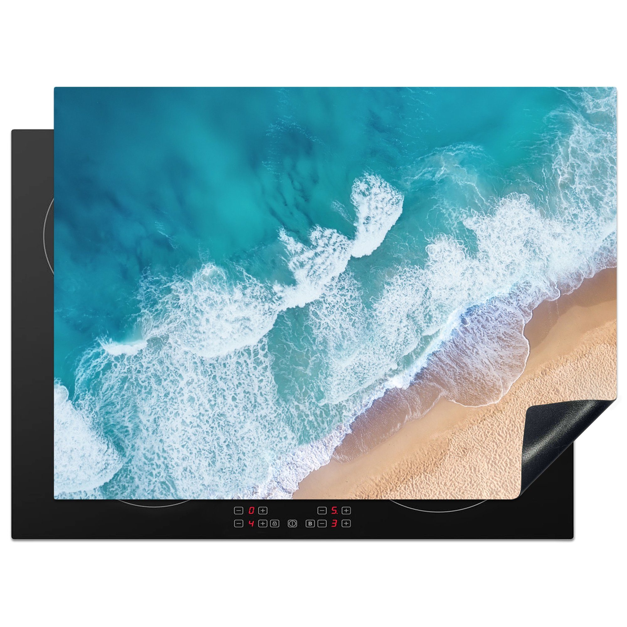 MuchoWow Herdblende-/Abdeckplatte Induktionsschutz - Strand - Wasser - Sommer, Vinyl, (1 tlg), 70x52 cm, Mobile Arbeitsfläche nutzbar, Ceranfeldabdeckung