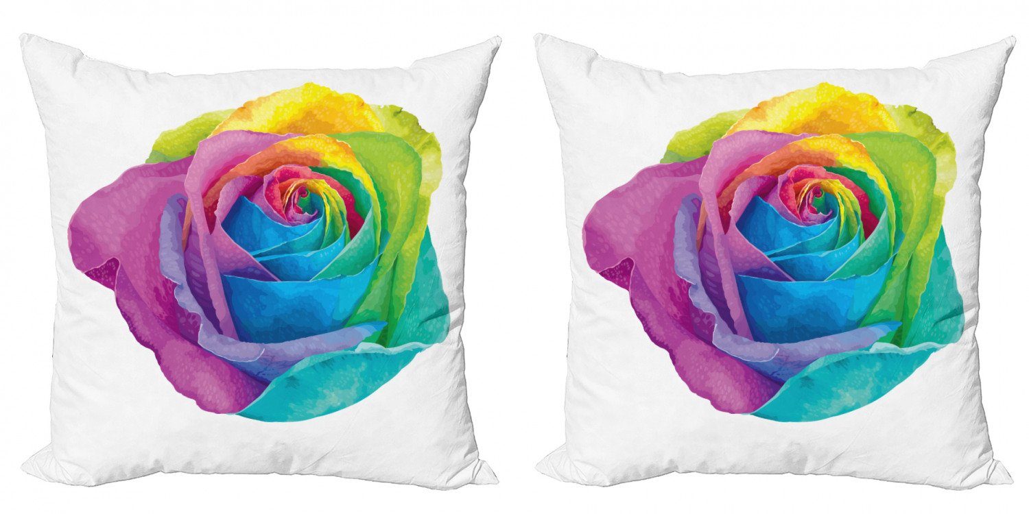 Jahrgang Romantisches Rainbow Modern Digitaldruck, (2 Accent Abakuhaus Blooms Doppelseitiger Stück), Kissenbezüge