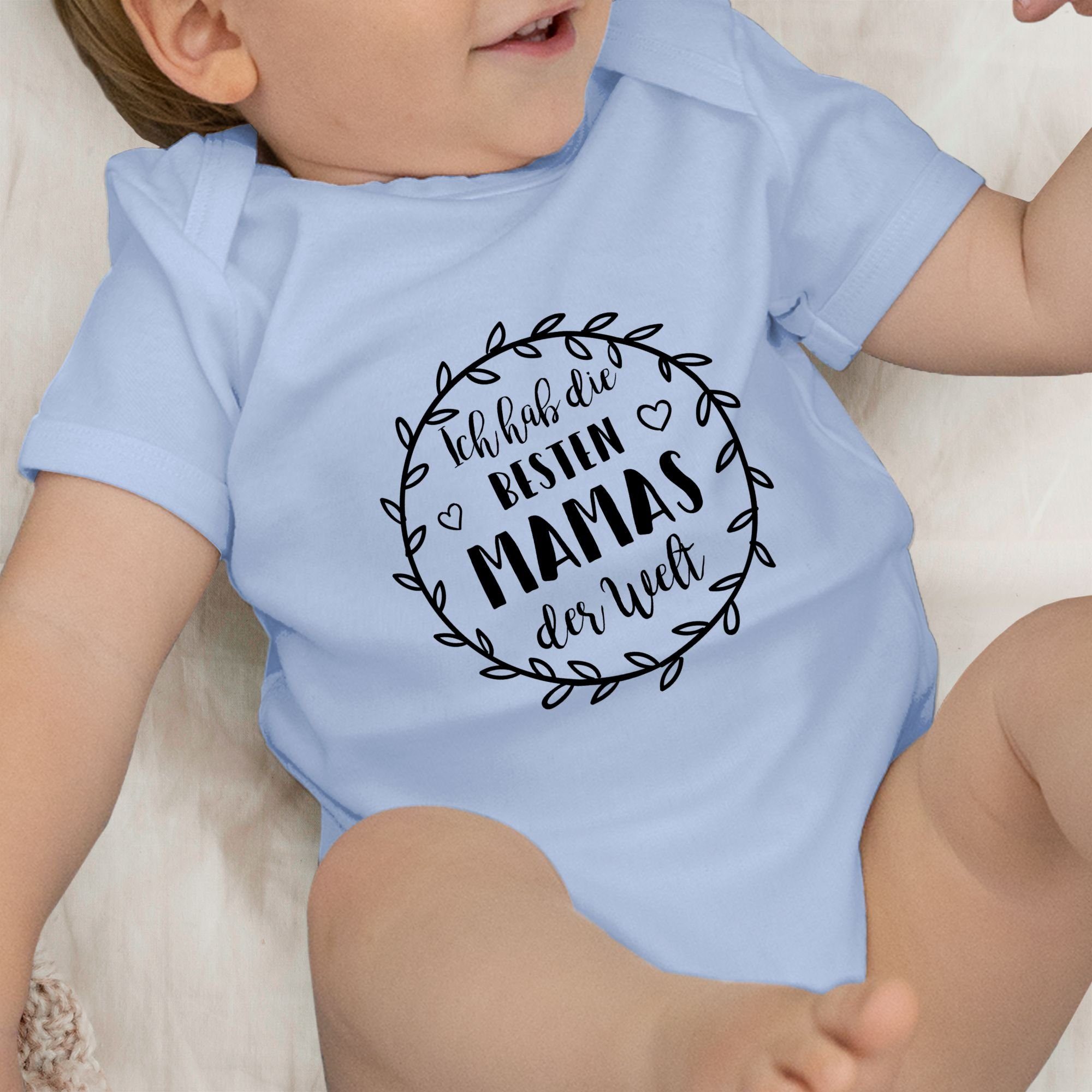 der hab Welt Shirtbody besten (1-tlg) Mamas die 2 Babyblau Muttertagsgeschenk Ich Shirtracer