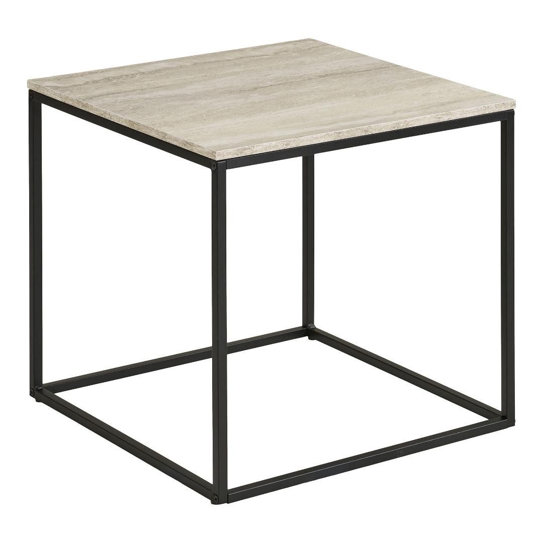 House Nordic Couchtisch Iris Couchtisch Eckentisch Travertin Dekor beige.
