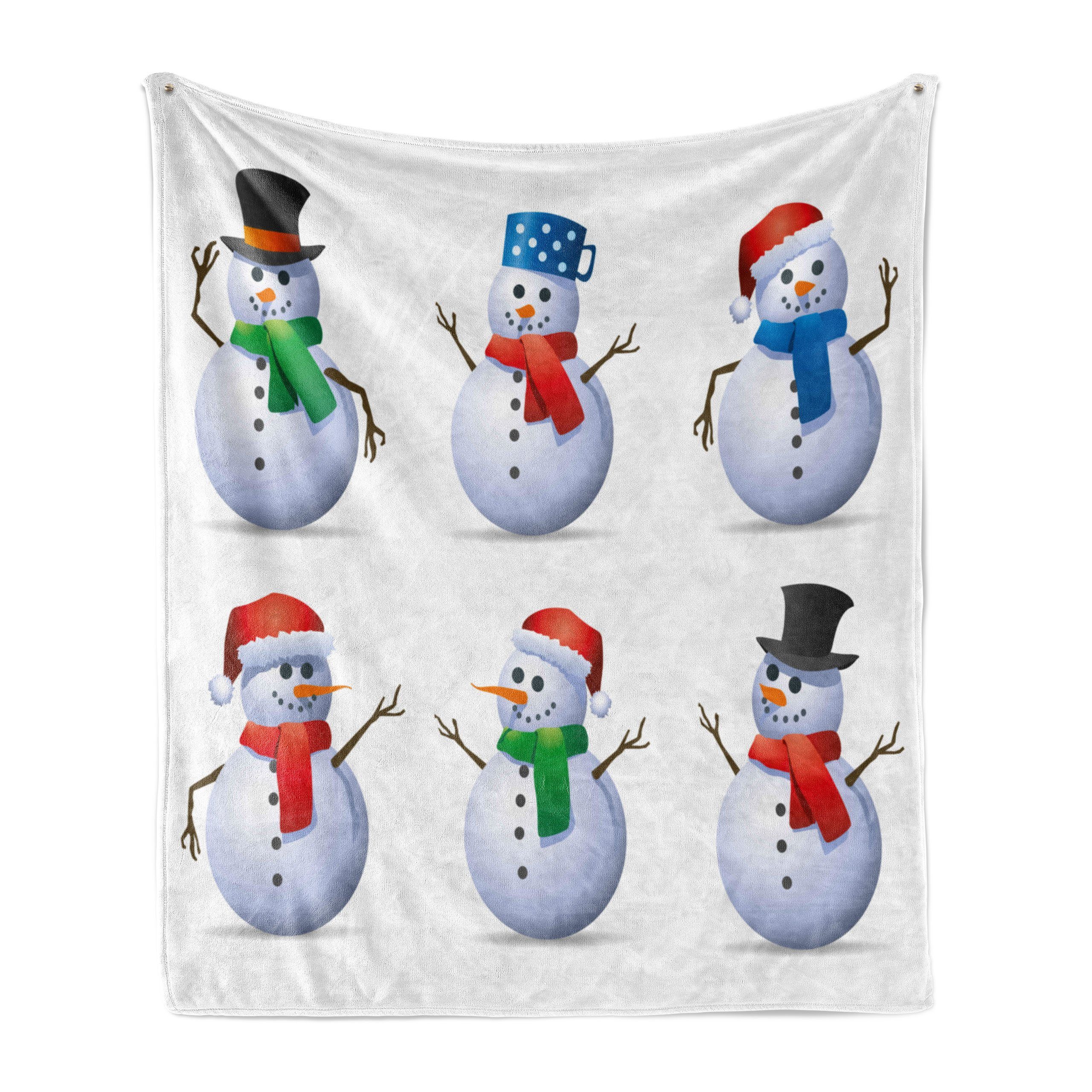 Wohndecke Gemütlicher Plüsch Schneemann für den und Außenbereich, mit Hüten Abakuhaus, Weihnachten Innen