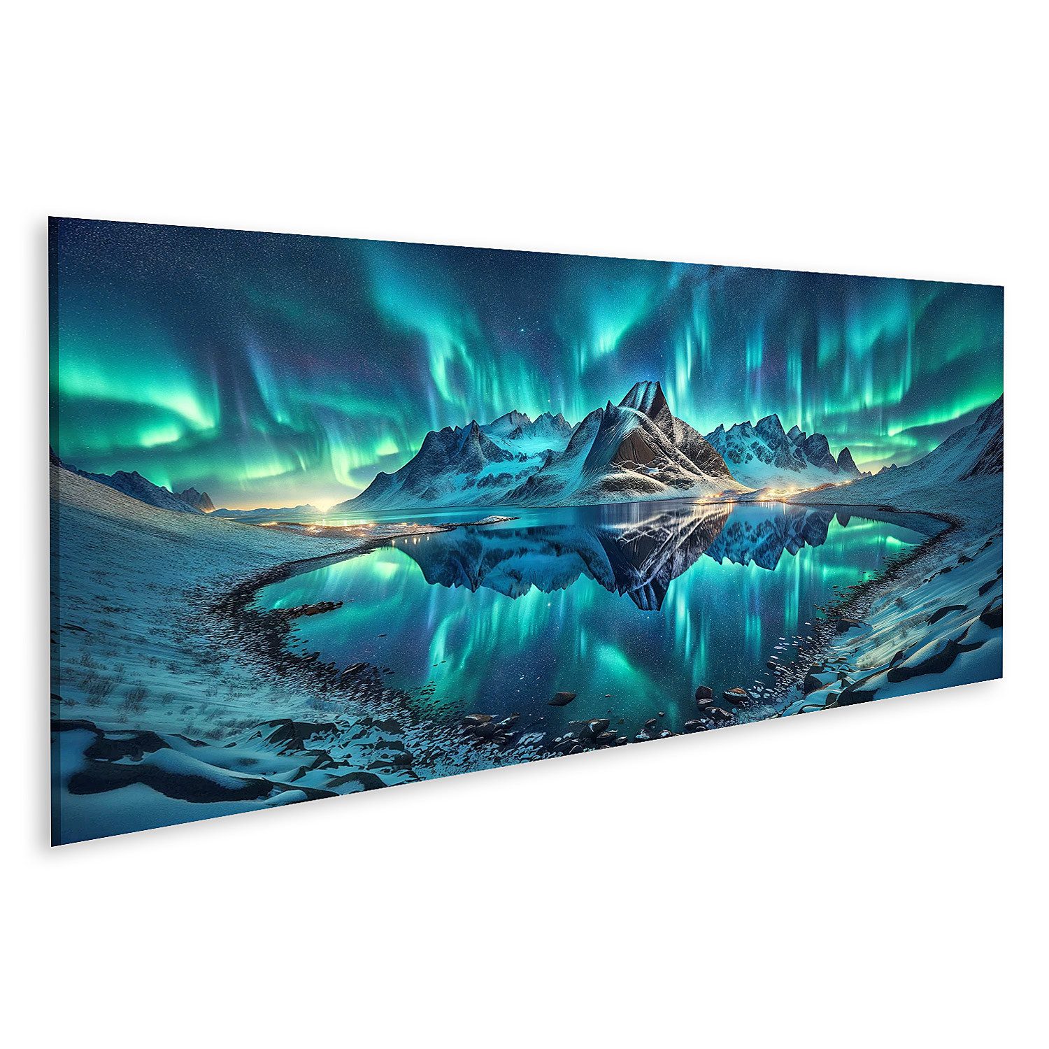 islandburner Leinwandbild Polarlichter über Nachtlandschaft atemberaubend günstig online kaufen