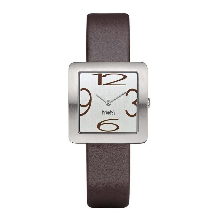 M&M Quarzuhr Armbanduhren Damen Leder Square Design (1-tlg) Analoguhr eckig mit Lederarmband Designer Uhr deutsche Manufaktur inkl. edles Etui