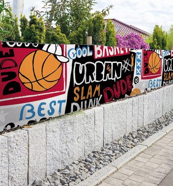 MyMaxxi Sichtschutzzaunmatten Zaunbanner Basketball Slogan Sichtschutz Garten Zaun