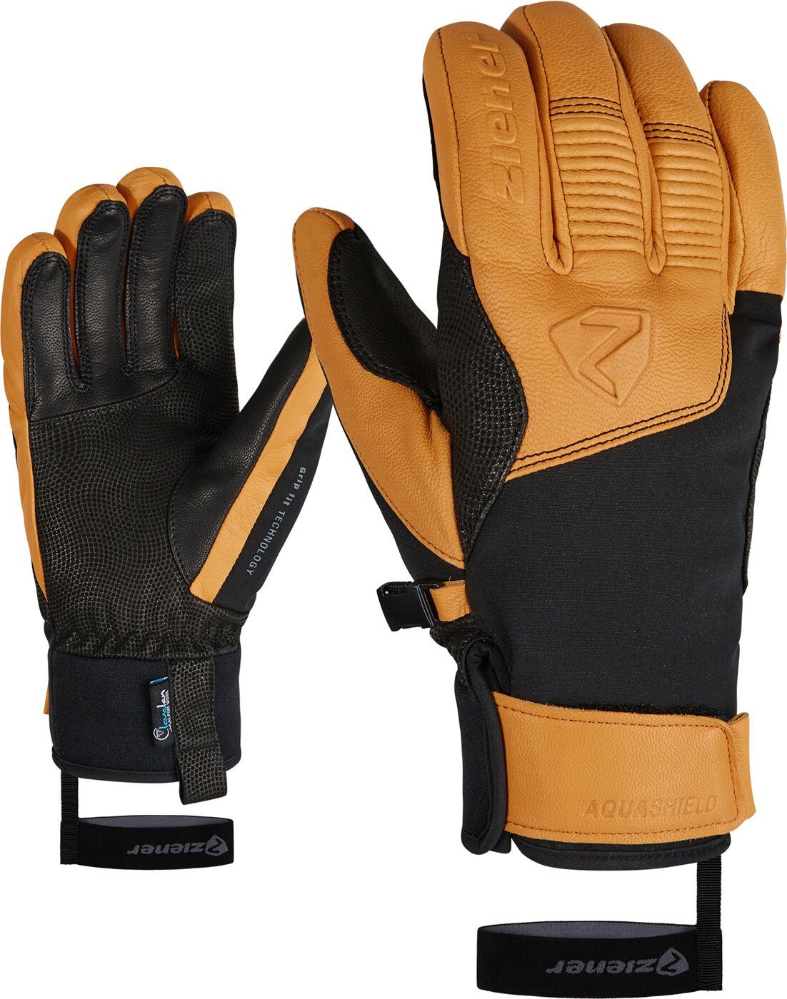 Ziener Skihandschuhe GANZENBERG AS(R) AW glove ski alpin 12403 black/tan