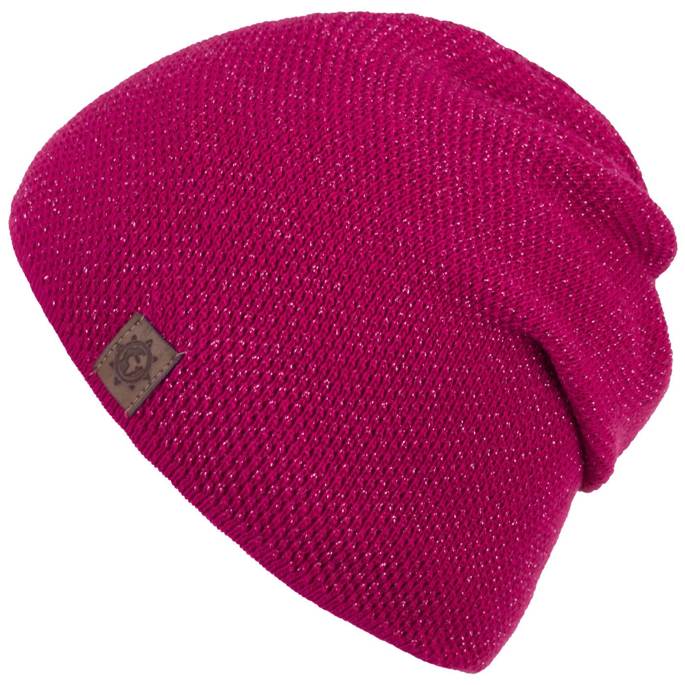 compagno Strickmütze (1-St) Damen Beanie Wintermütze Metallic-Garn gefüttert Fleecefutter