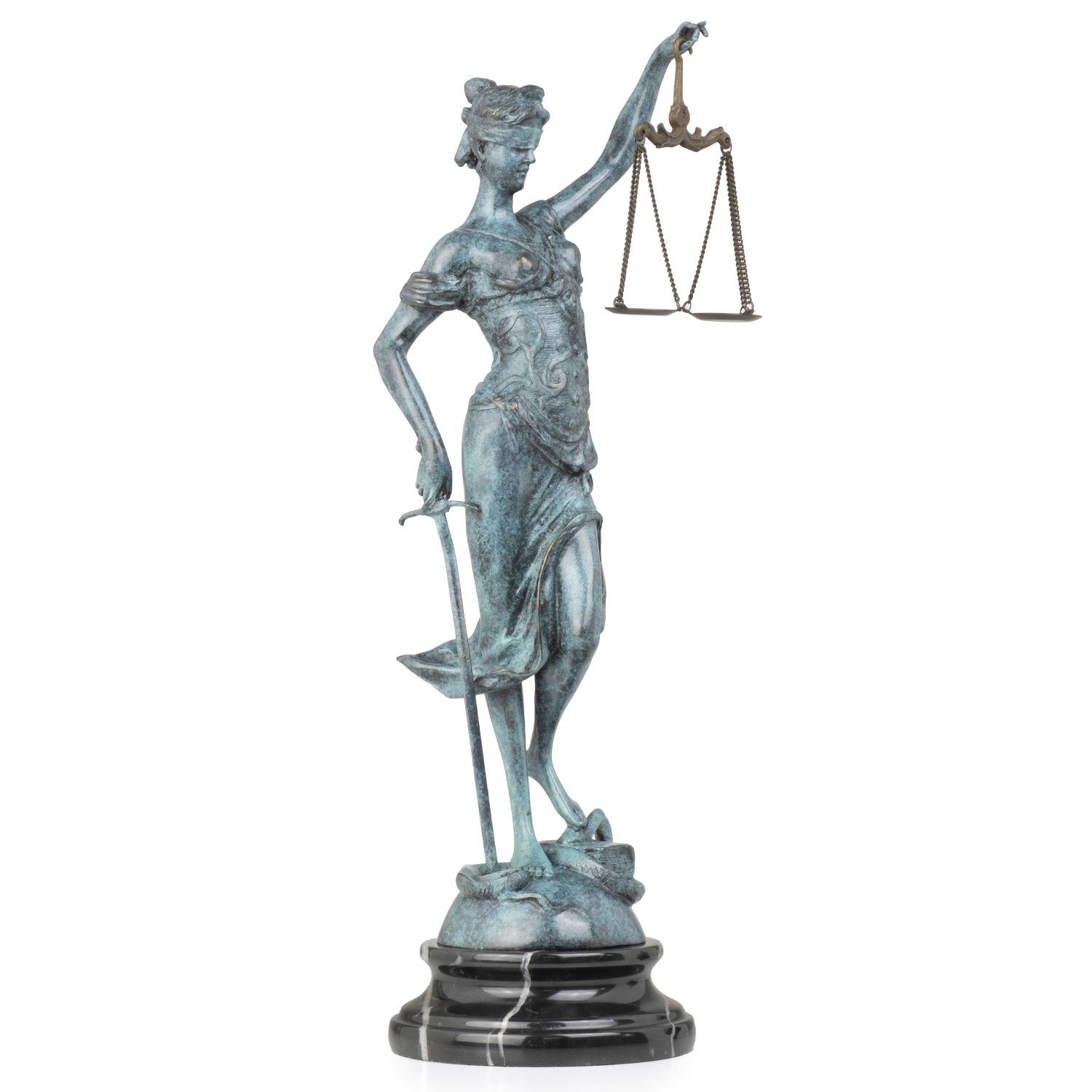 Moritz Skulptur Bronzefigur Justitia bemalt, Figuren Statue Skulpturen Antik-Stil