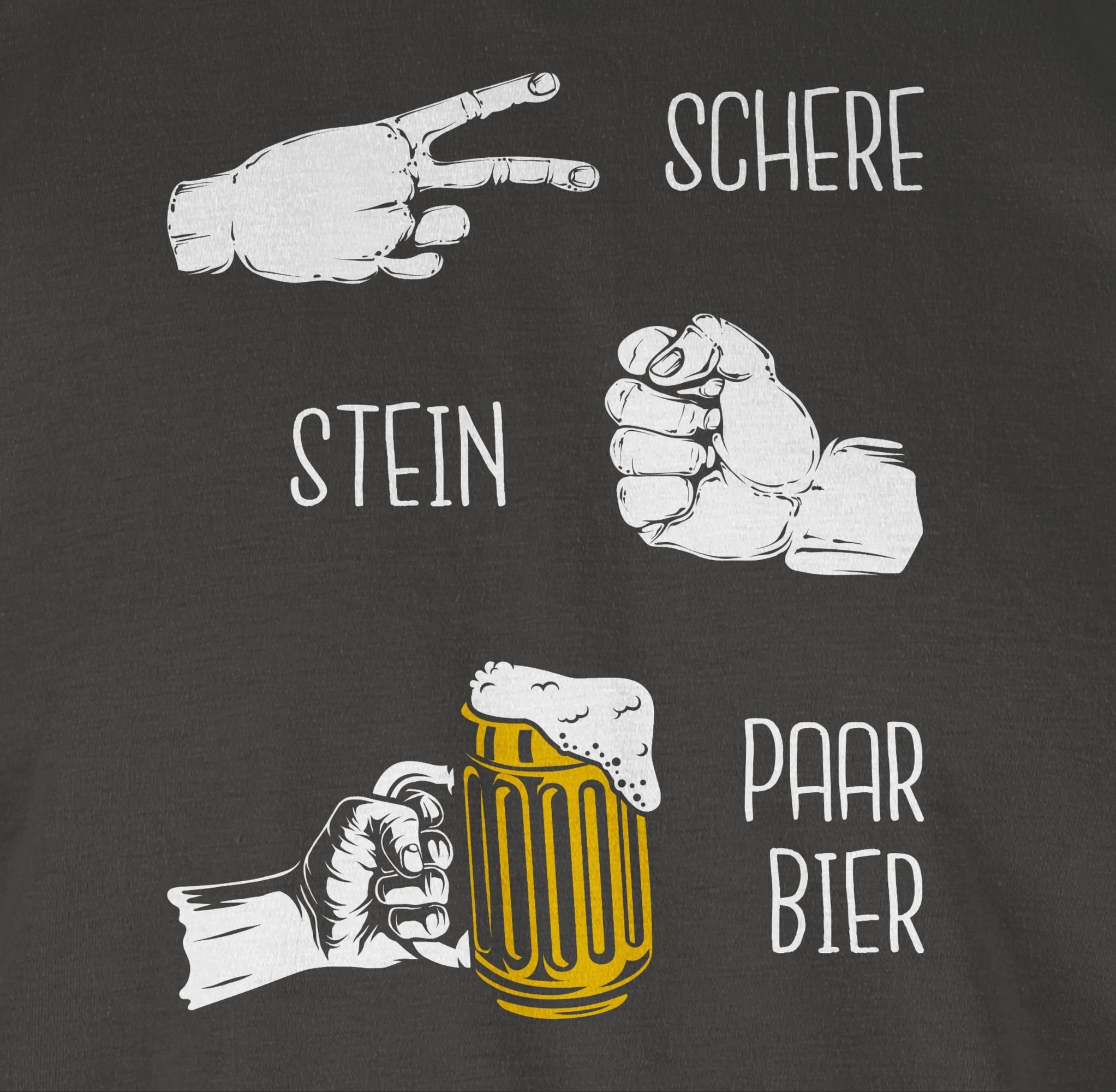 Shirtracer T-Shirt Biergeschenke Lustig Alkohol & - - - 02 Dunkelgrau Stein Schere Party Herren Bier Herrentag Hopfen Geschenk