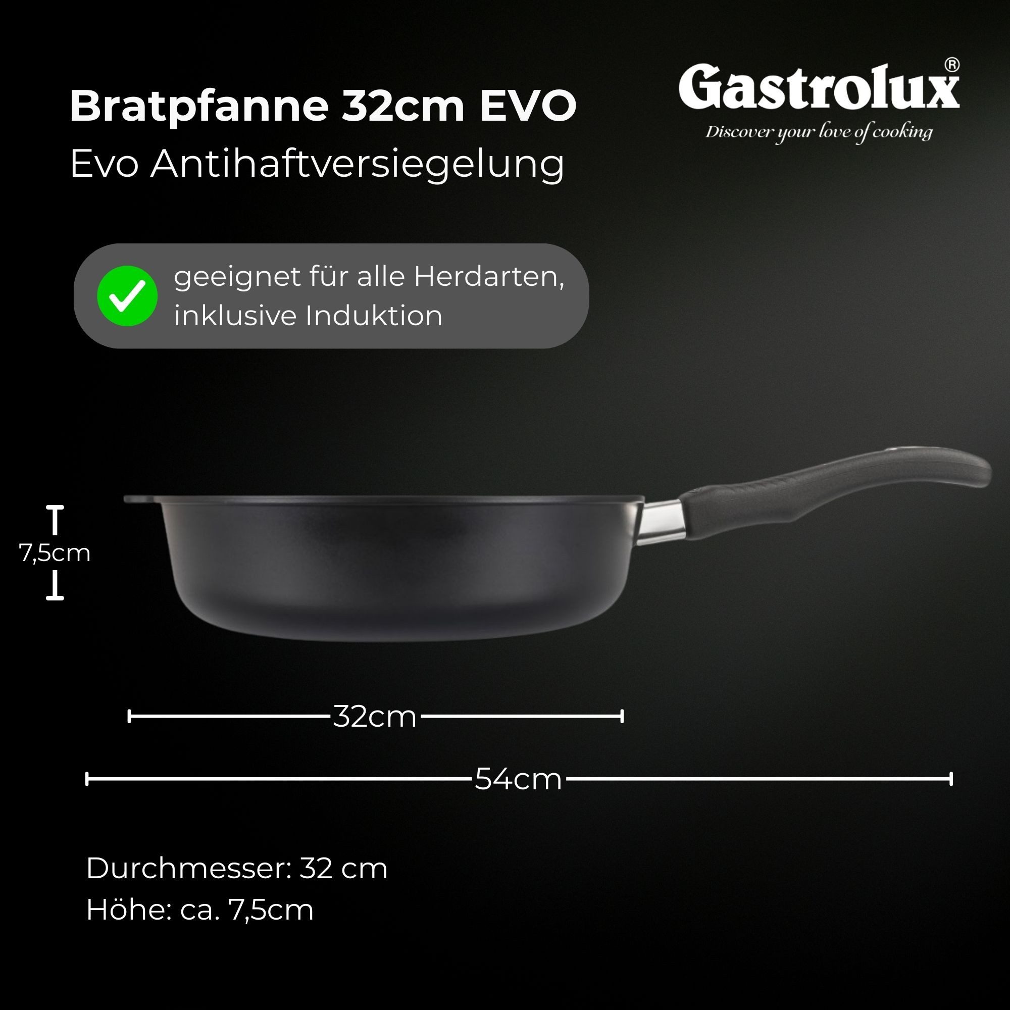 Gastrolux Bratpfanne GASTROLUX EVO-Pfanne Alu Guß-Bratpfanne 32 cm 7,5 cm