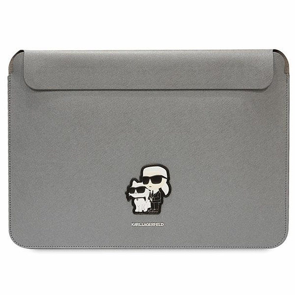 KARL LAGERFELD Laptoptasche Notebookhülle Schutzhülle Designertasche (Spar-Set, 1-tlg., 40 x 2 x 28 cm schützend), Magnetverschluss, Saffiano-Struktur, 3D-Patch