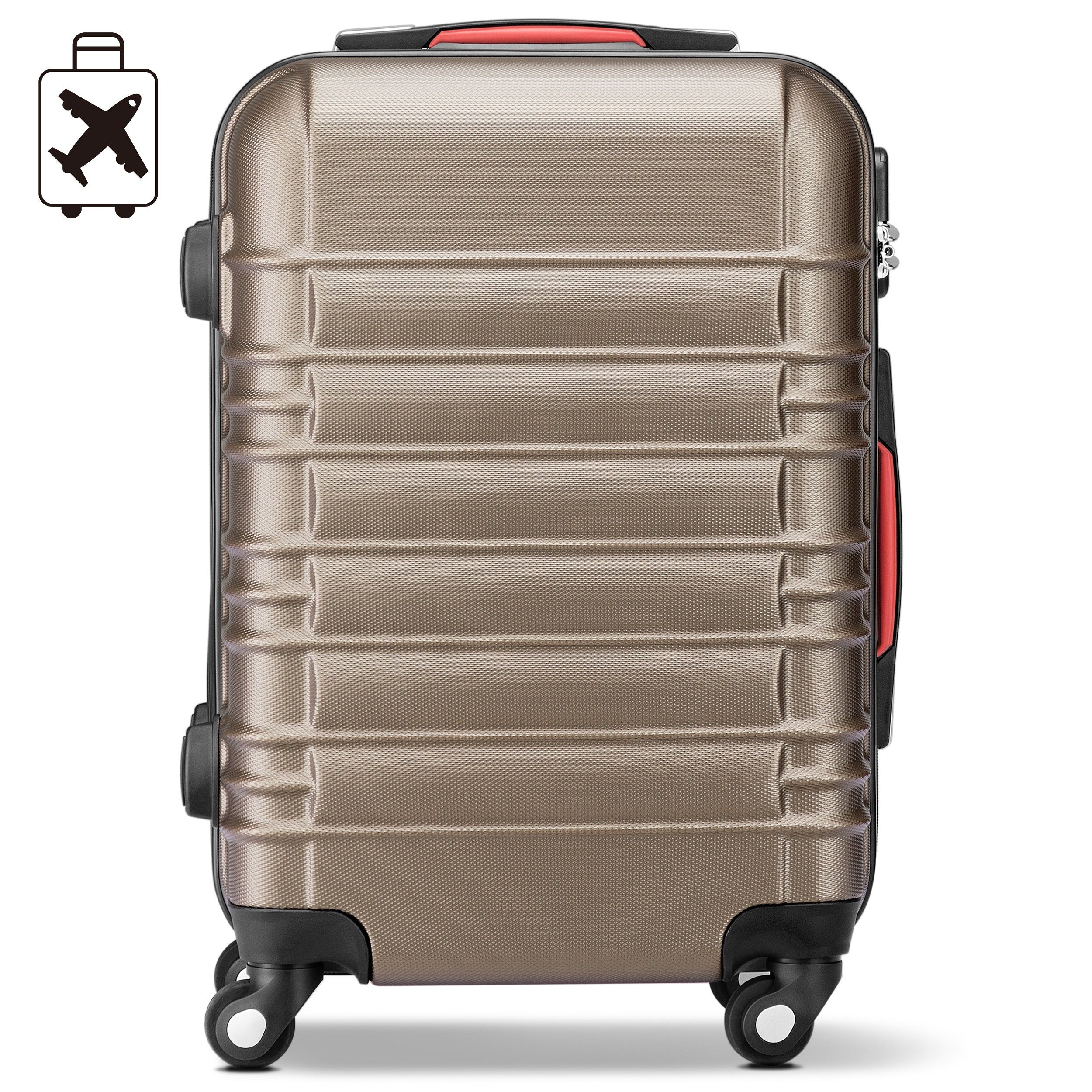 Kabinnenkoffer Handgepäck Hartschalenkoffer Premium ABS, *KOFFER-BARON* Handgepäck-Trolley Olivegrün