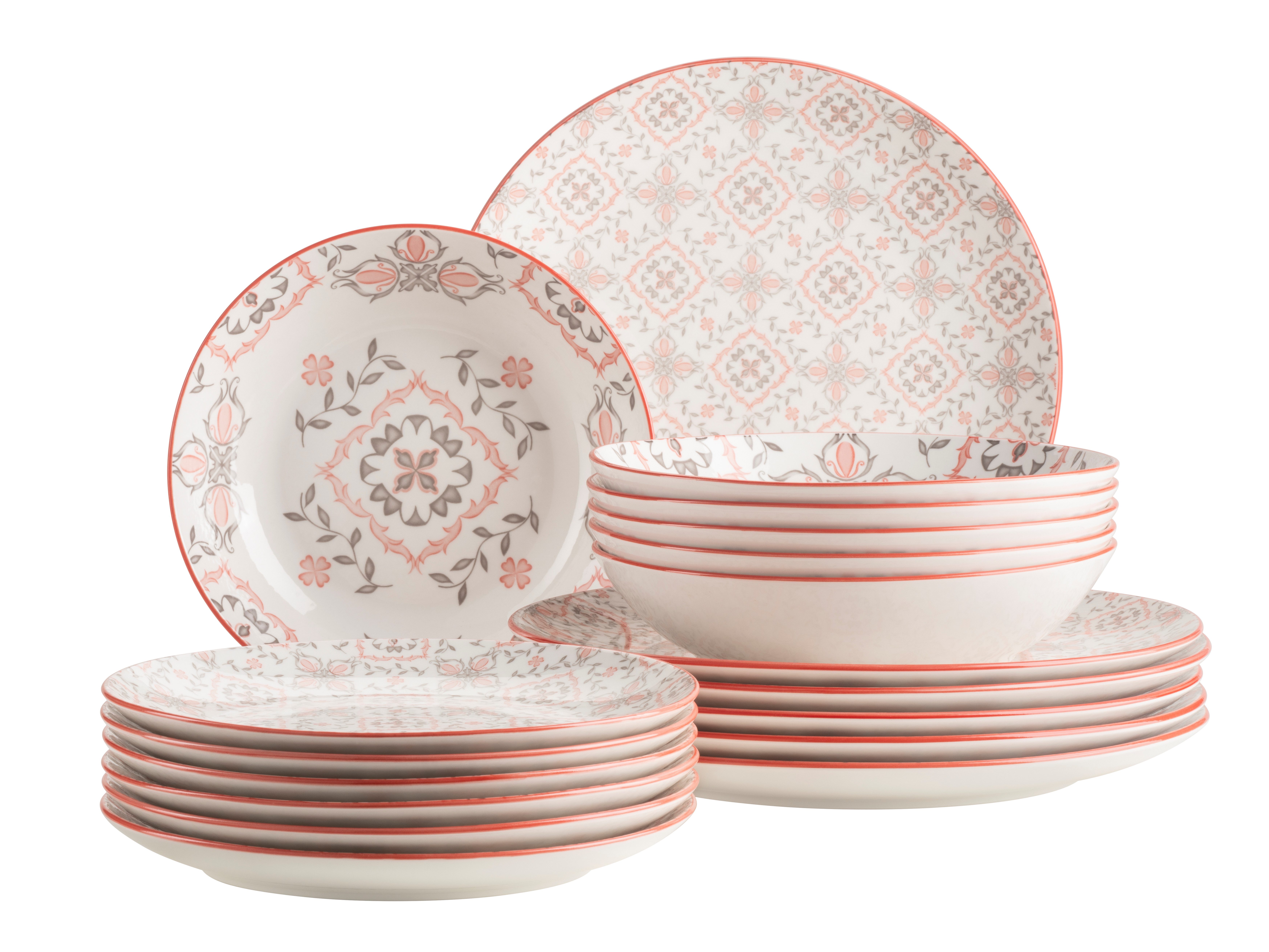MÄSER Teller-Set Granada (18-tlg), 6 Personen, Porzellan, Geschirr-Set, Service