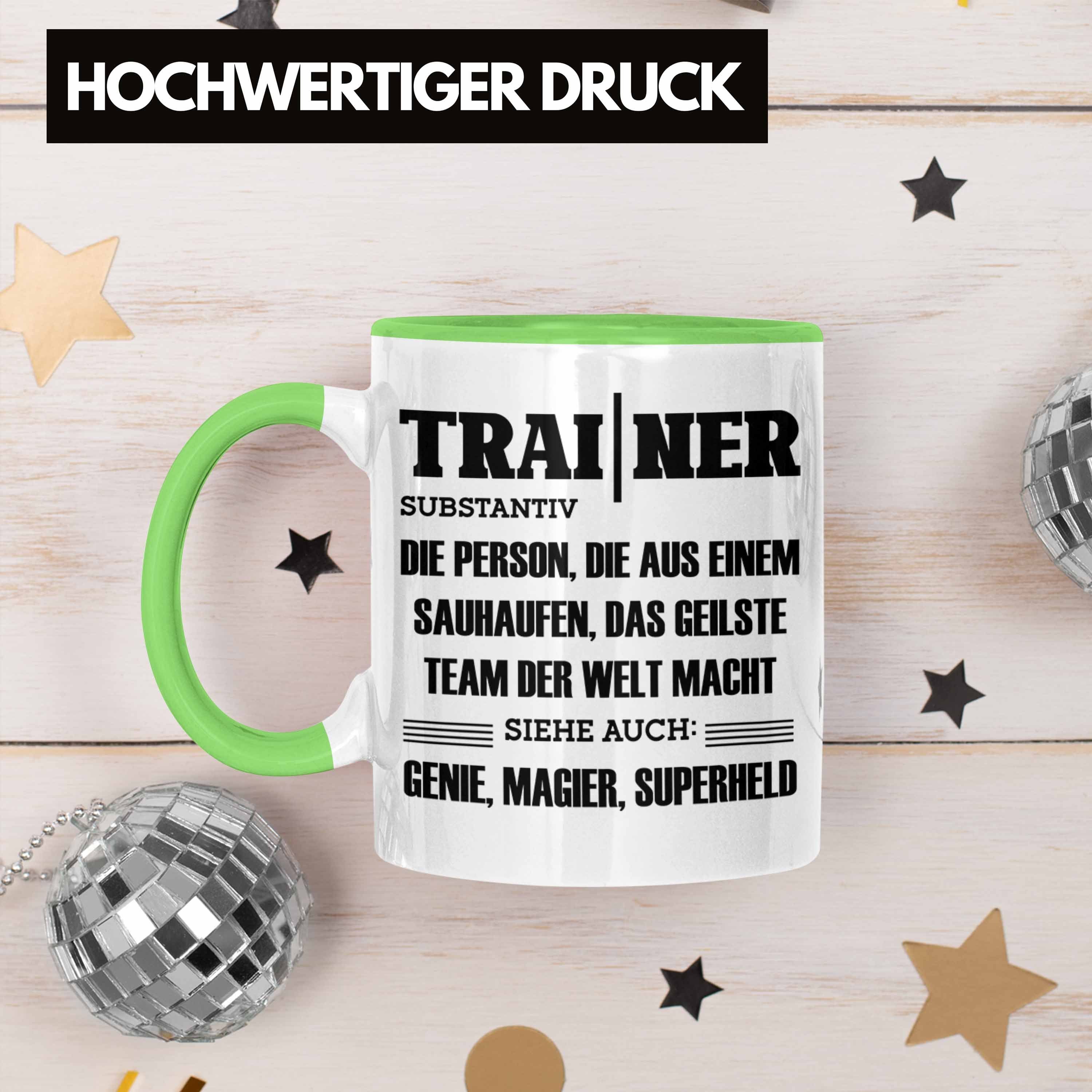 Bester Geschenkidee Coach Trainer Geschenk Spruch Tasse Tasse Grün Trendation