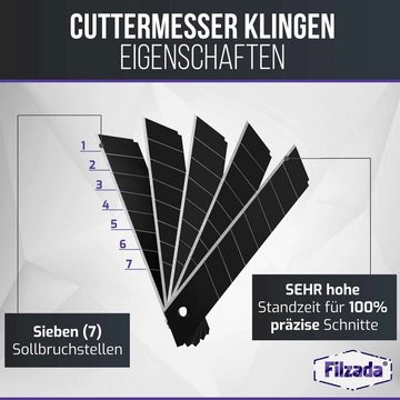 Filzada Cuttermesser 50x Cuttermesser Klingen 18mm Carbonstahl Abbrechklingen Cutterklingen