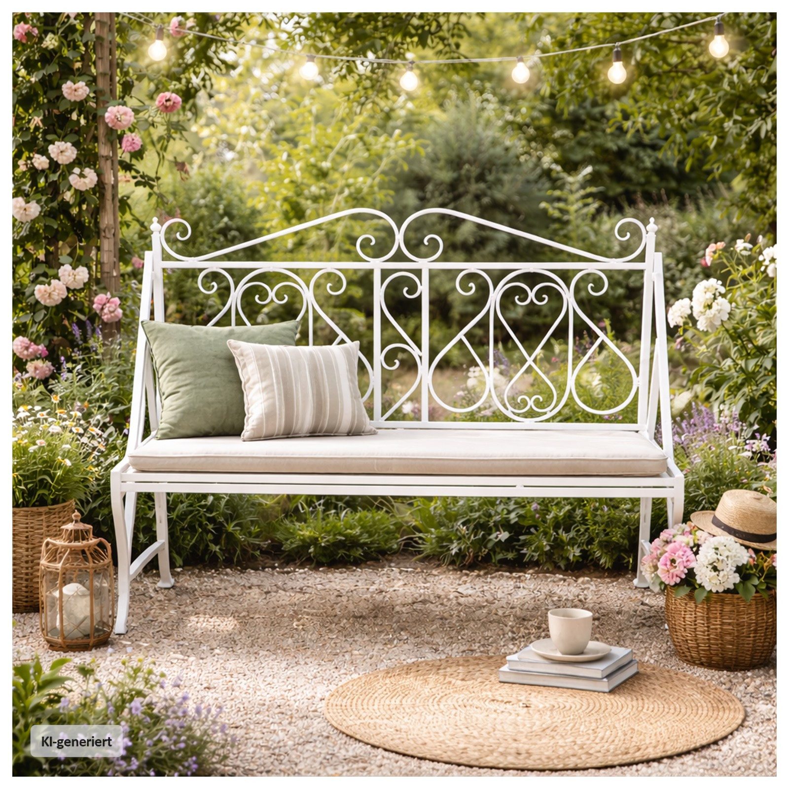 HTI-Living Gartenbank Solea Eisen Weiß (1 Stück, 1-St., 1 Gartenbank)
