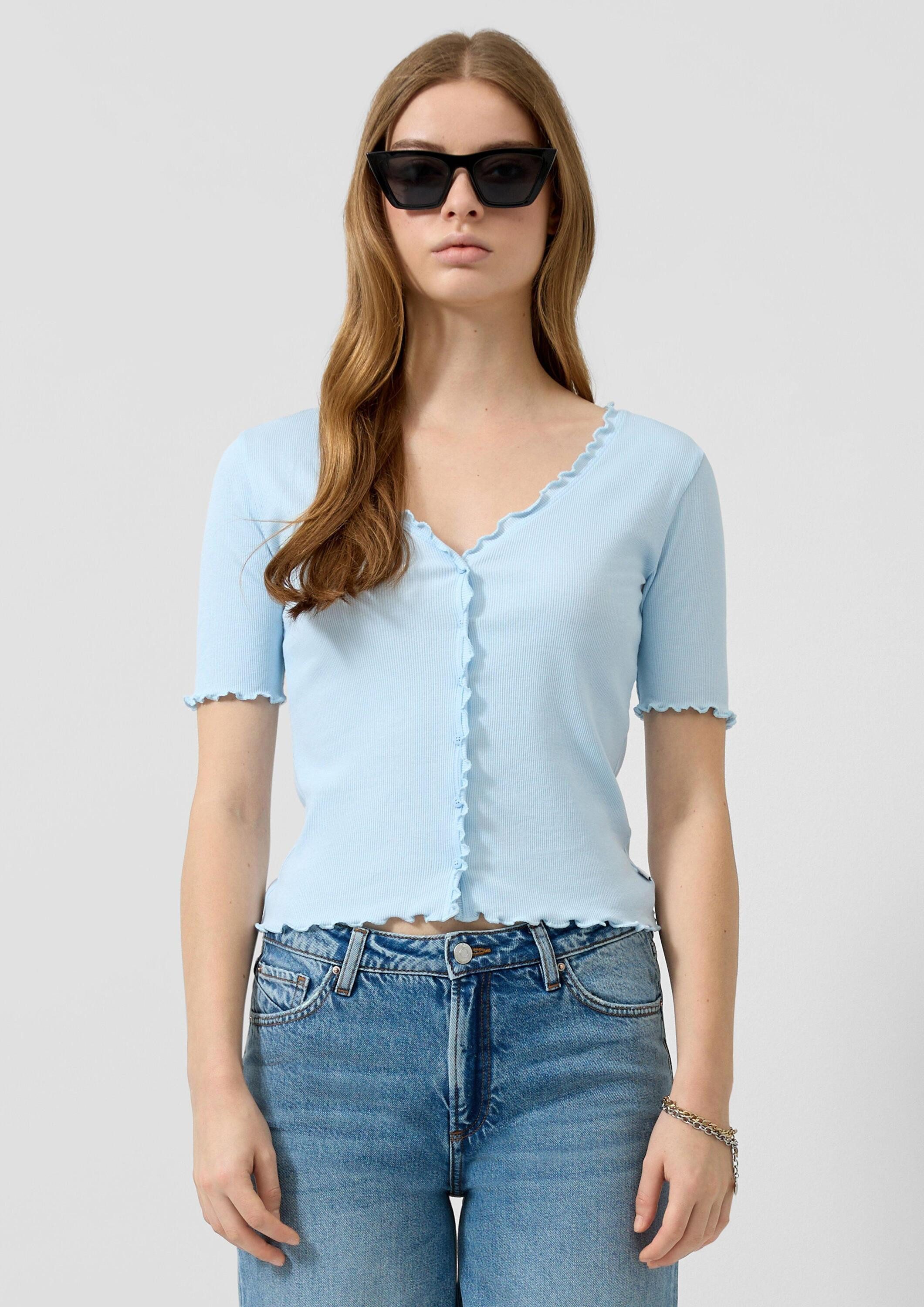 QS Kurzarmshirt T-Shirt Shirtjacke