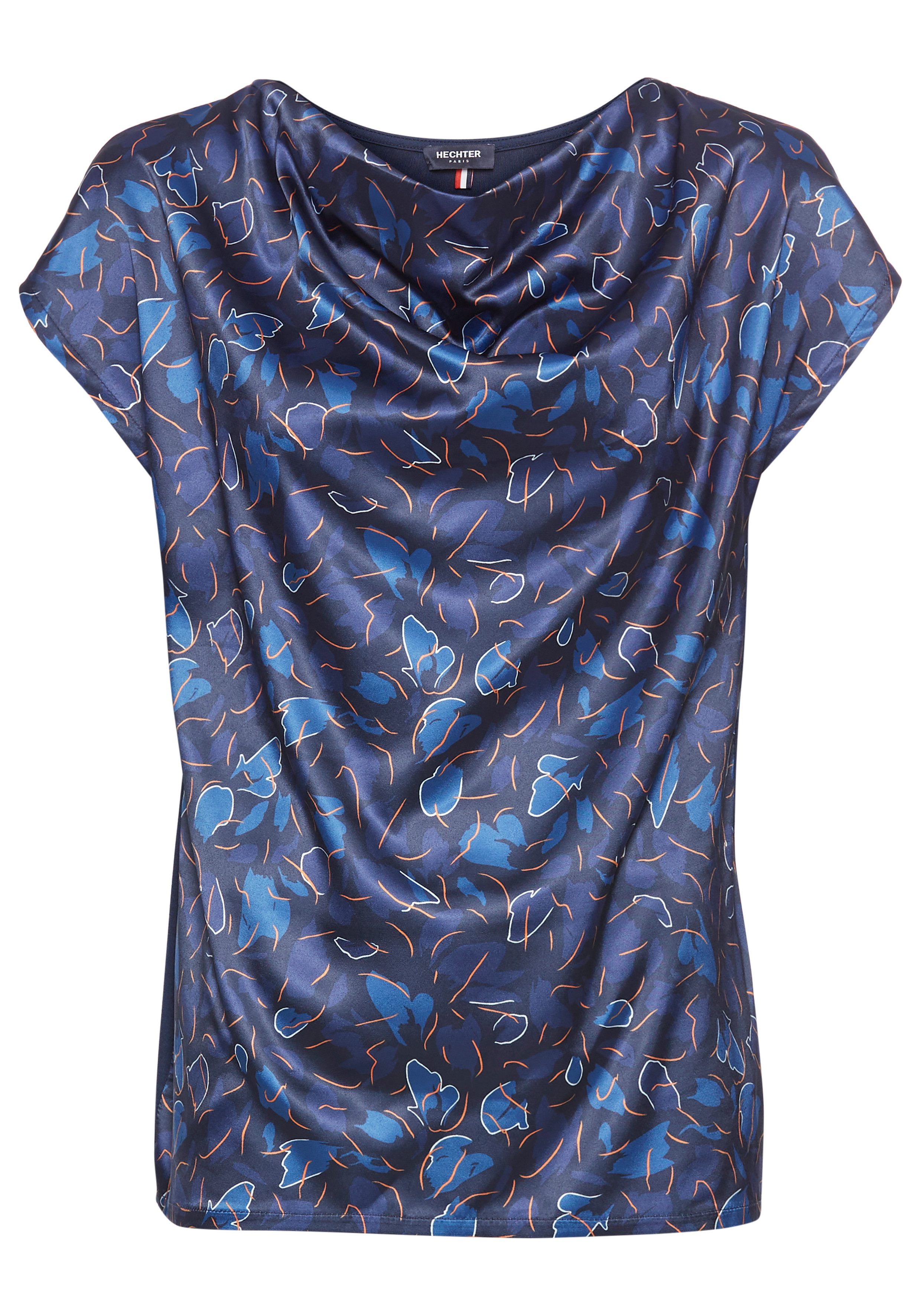 HECHTER PARIS Shirtbluse mit Wasserfallausschnitt und Satinfront