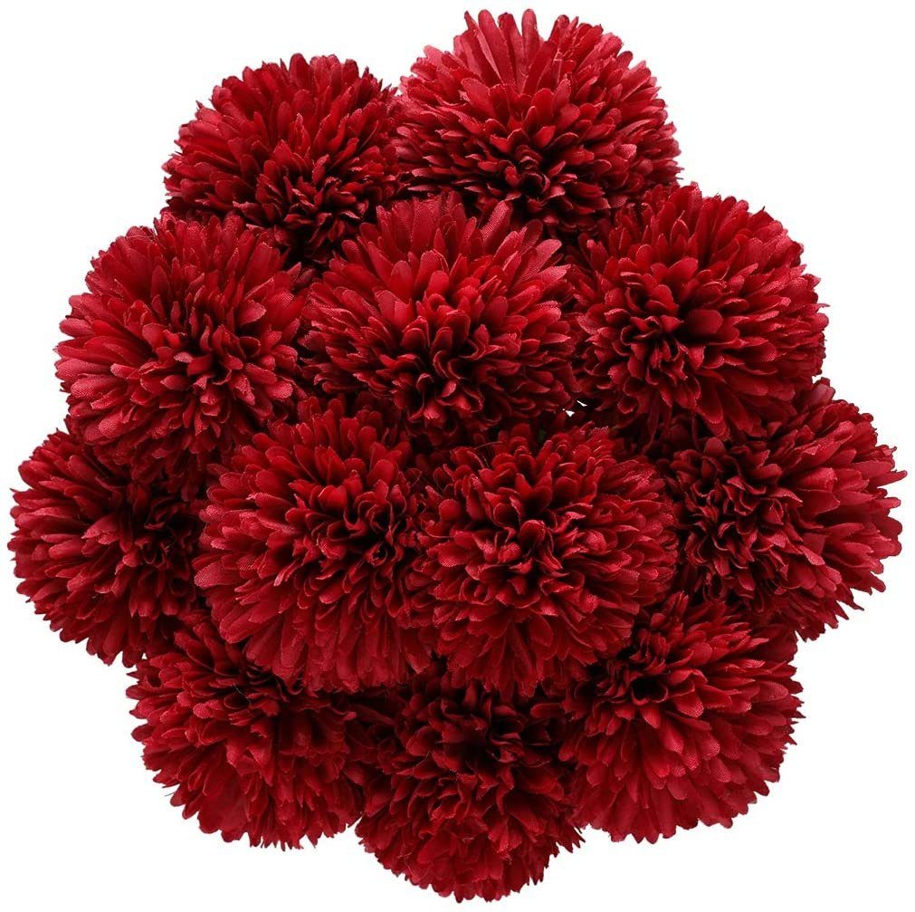 Kunstblume Künstliche Hortensie Blumen,Seide Pompon Kugel, Jormftte Rot