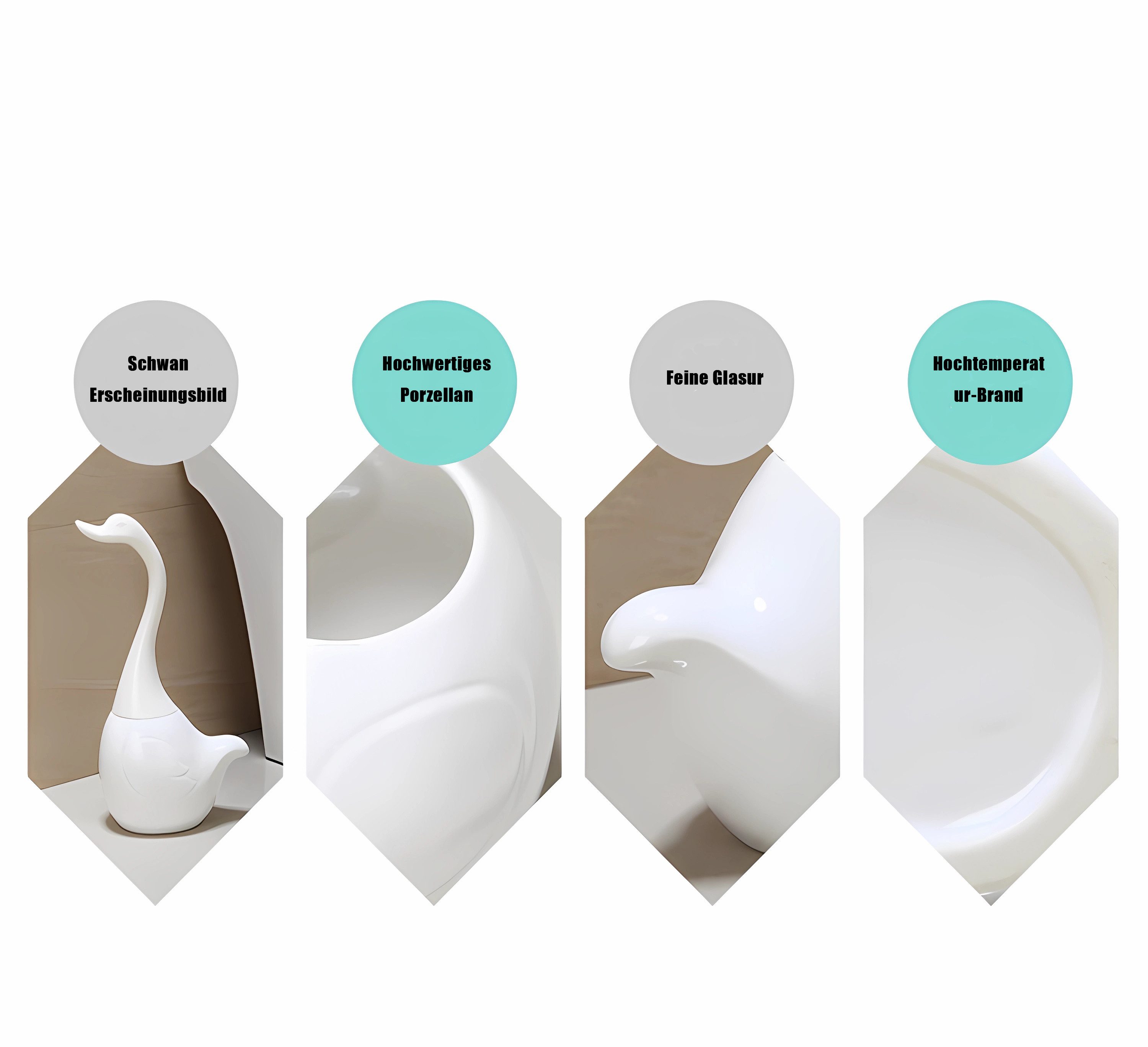 Jumpeak WC-Reinigungsbürste Toilettenbürste Schwanform mit Keramiksockel, Kunstwerk im Badezimmer, 17*11.5*35cm, Drei Farben, Auswechselbare Bürstenköpfe
