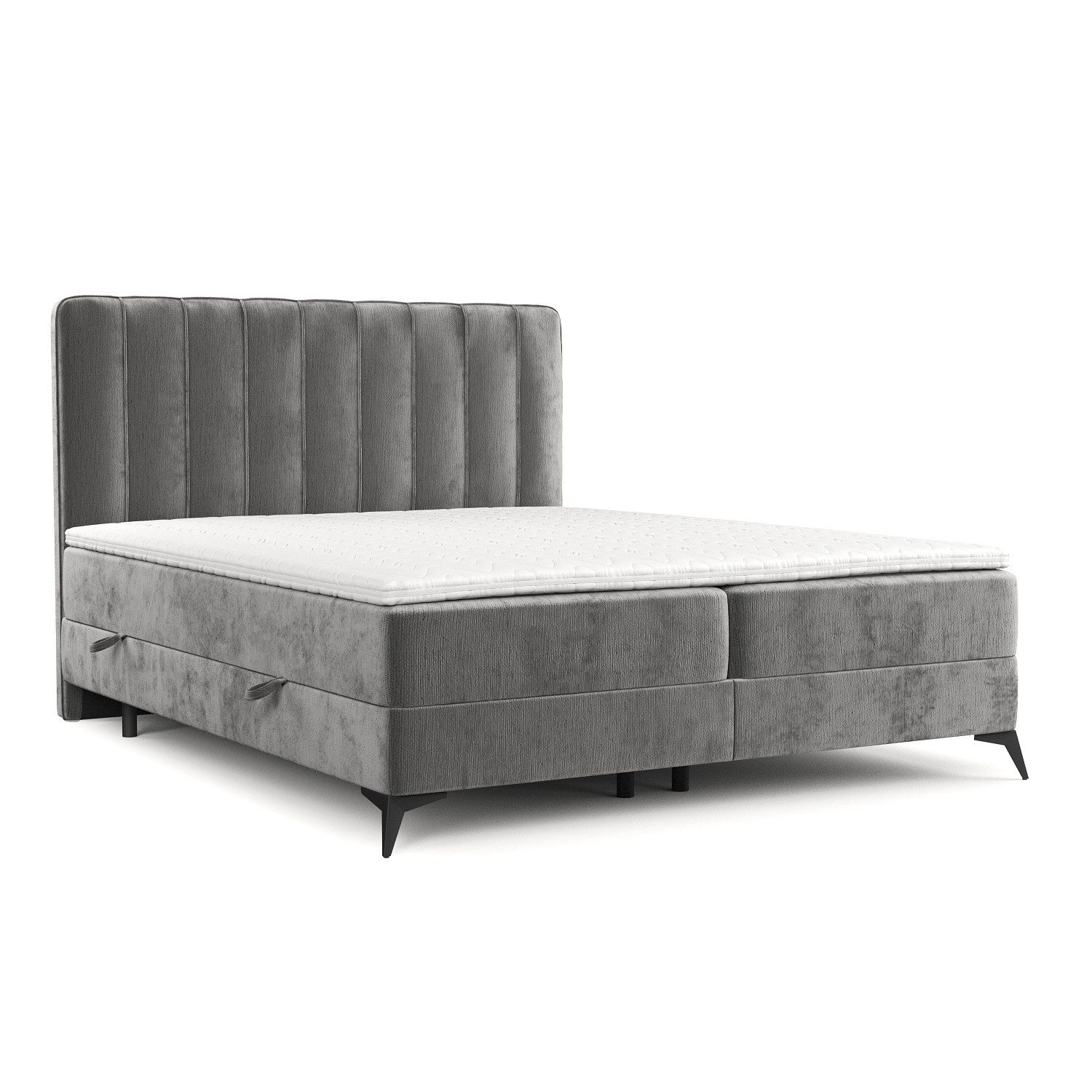 Maison de Rêve Boxbett mit Bettkasten Aggaz (Matratze, Stauraum, Kopfteil, Topper), Boxspringbett mit Taschenmatratze H3, Doppelbett, inkl. Visco-Topper