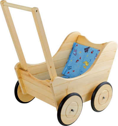 LeNoSa Puppenwagen inkl. Decke • Buchenholz Puppenwagen • Lauflernwagen für Kinder natur, (2-tlg)