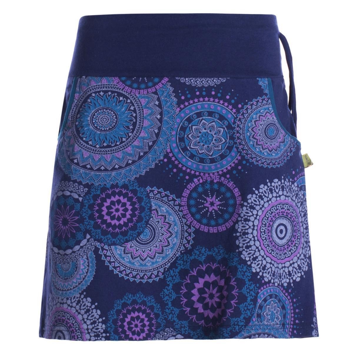 Vishes Minirock Kurzer Damen Baumwoll-Rock Taschen-Rock Mini-Röcke Mandala Hippie, Ethno, Boho Style