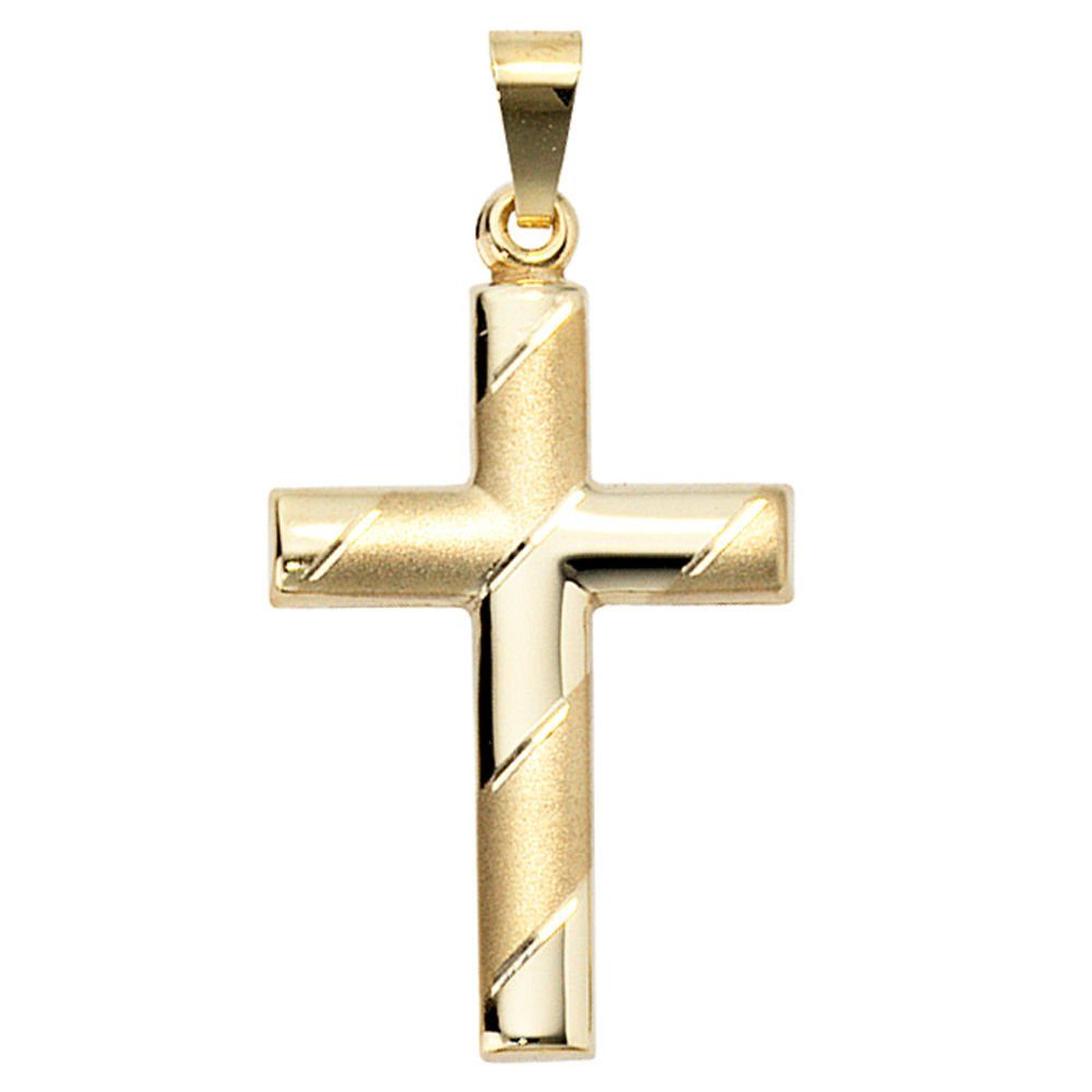 Schmuck Krone Kettenanhänger Anhänger Kreuz aus 333 Gold, diamantiert, Gold günstig online kaufen