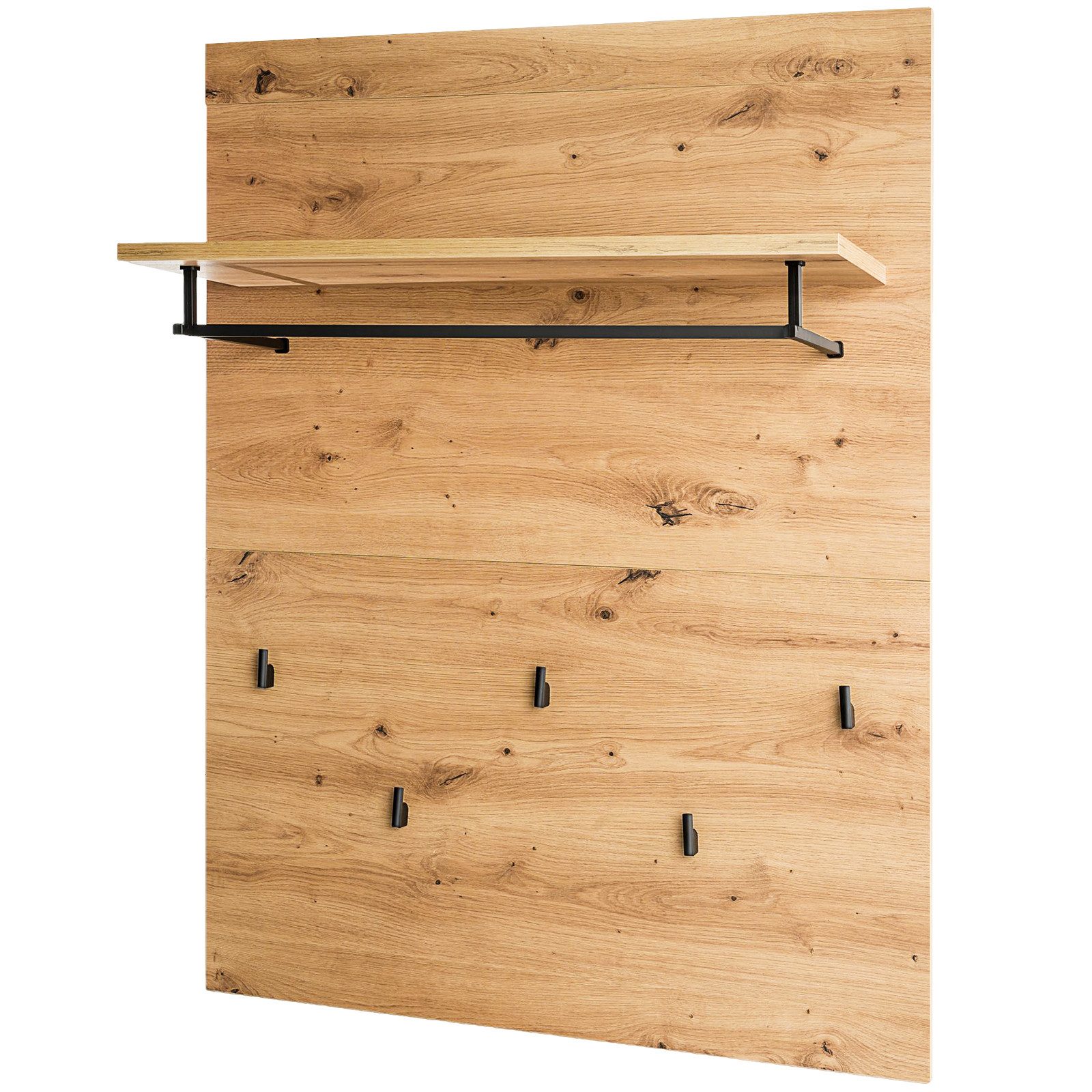 COSTWAY Wandgarderobe, mit Ablage & 5 Kleiderhaken & Kleiderstange