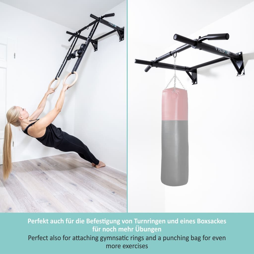 Pullup & Dip Klimmzugstange Klimmzugstange Wand inkl. Klimmzug Band + Schrauben (1-tlg)