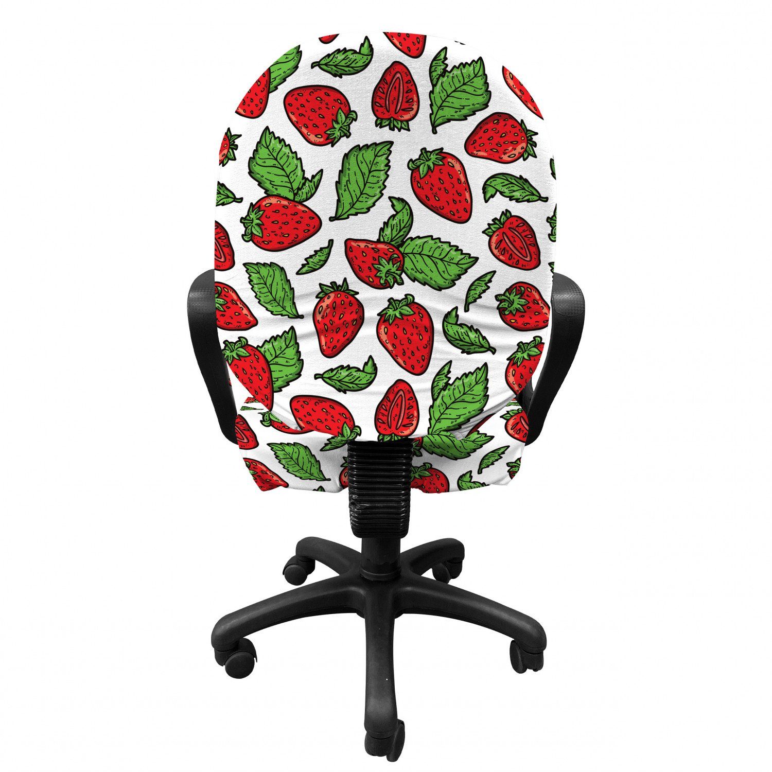 Obst Saftige aus Abakuhaus, Bürostuhlhusse Stretchgewebe, Schutzhülle Blätter dekorative Erdbeeren