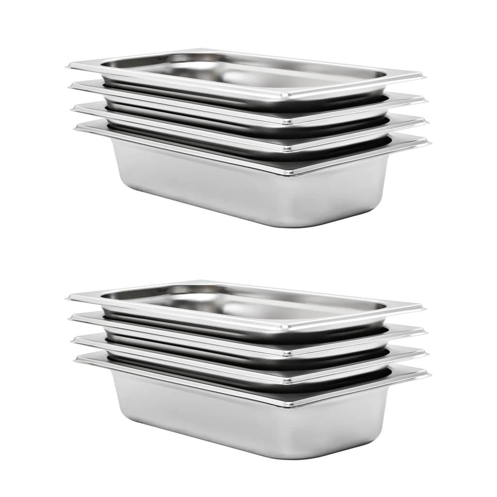 vidaXL Thermobehälter Gastronormbehälter 8 Stk. GN 1/3 65 mm Edelstahl, Edelstahl