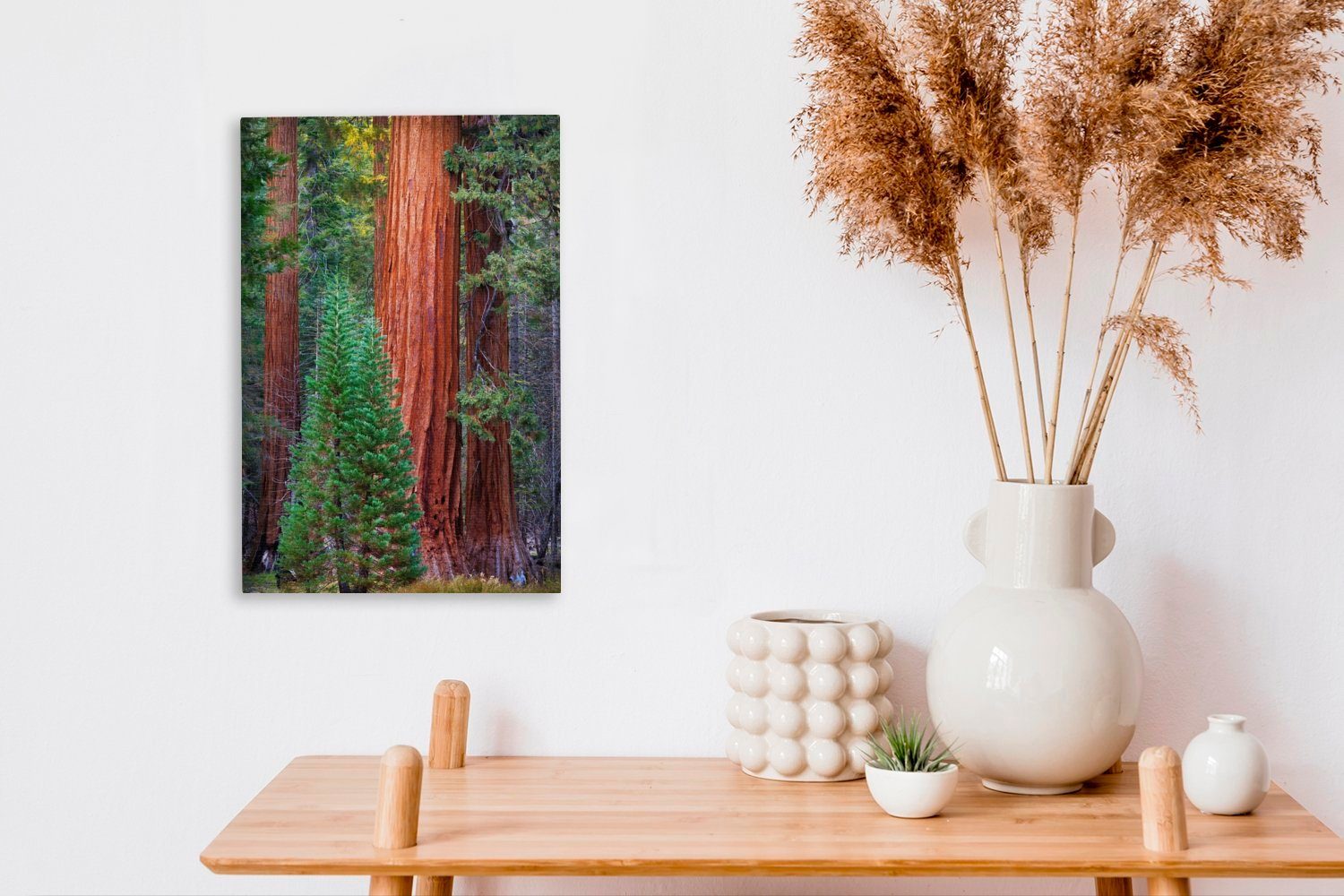 Ein St), Gemälde, Leinwandbild Wald, fertig 20x30 im cm inkl. Leinwandbild OneMillionCanvasses® bespannt Redwood-Baum (1 Zackenaufhänger,