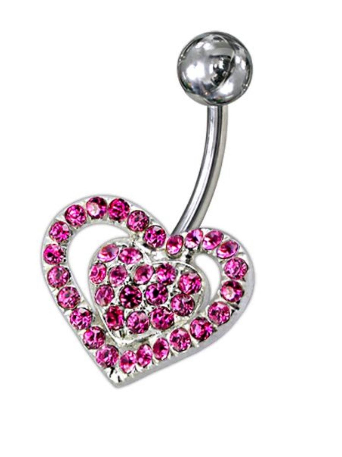 Karisma Schmuck Bauchnabelpiercing Silber 925 2 Herze Liebe Bauch Stecker Zirkonia Nabelpiercing, Frauenschmuck