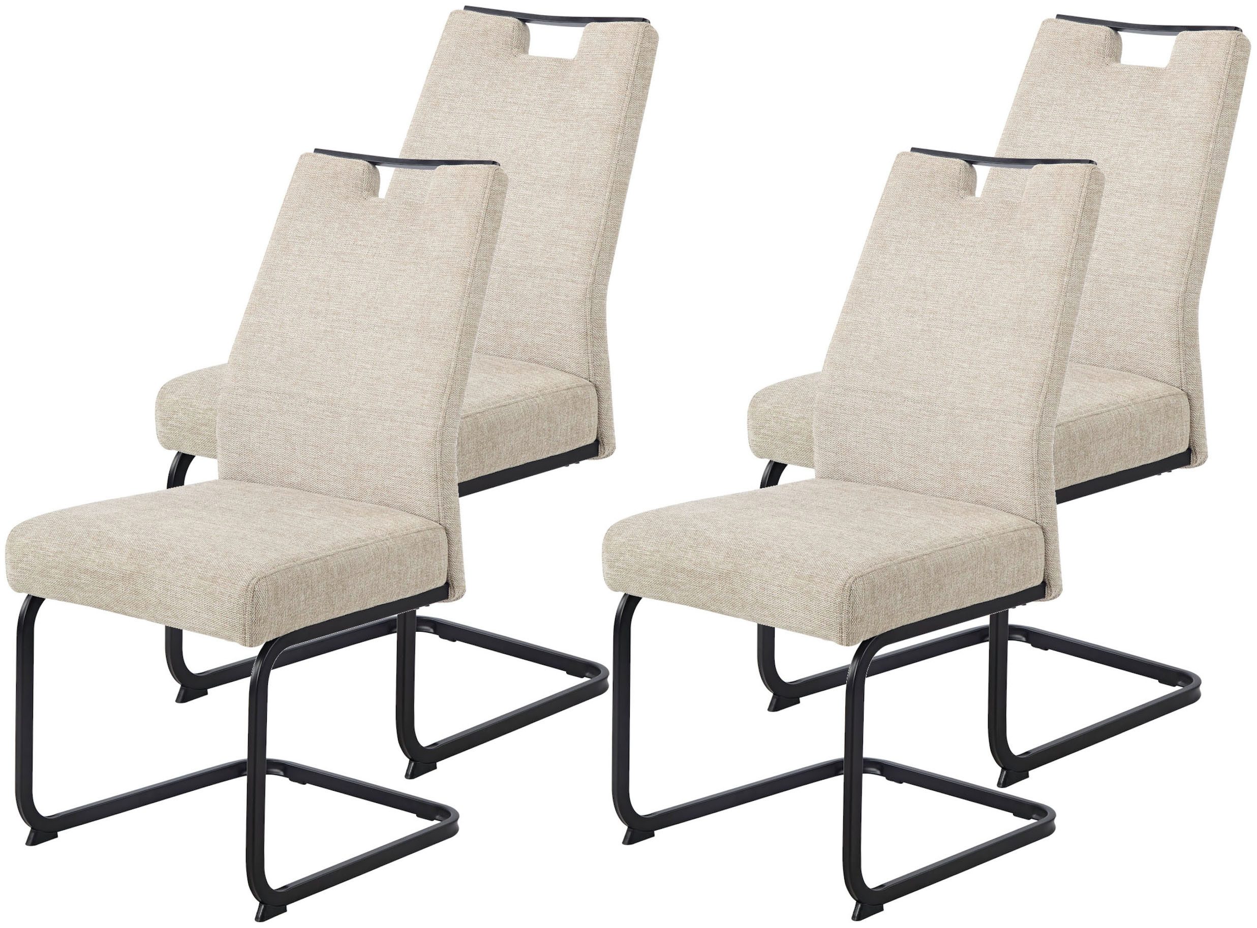 HELA Freischwinger KERTIN (Set, 4 St), XL Sitzbreite, Griff, Federkorb, 140kg belastbar