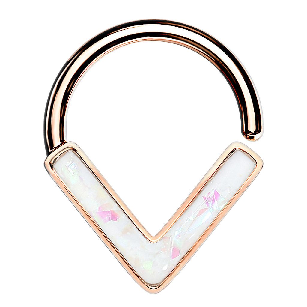 Taffstyle Nasenpiercing Septum Tragus biegbarer Rosegold Ring Weiß Opal 1,2mm x 8mm (Ohr Nasenring Orbital Brust Intim Ring Lippenbädchen Lippenpiercing), Piercing Continuous Helix Nasen Nasenpiercing Ohrpiercing Cartilage